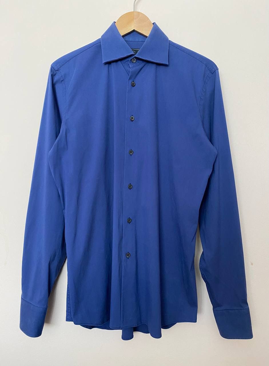 💙PRADA Shirt stretch Button Up Long Sleeve Top blue