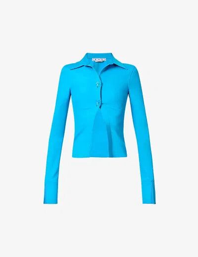 Off-White o1y1225 Solid Color Shirt in Azure Size S / US 4 / IT 40 - 1 Thumbnail