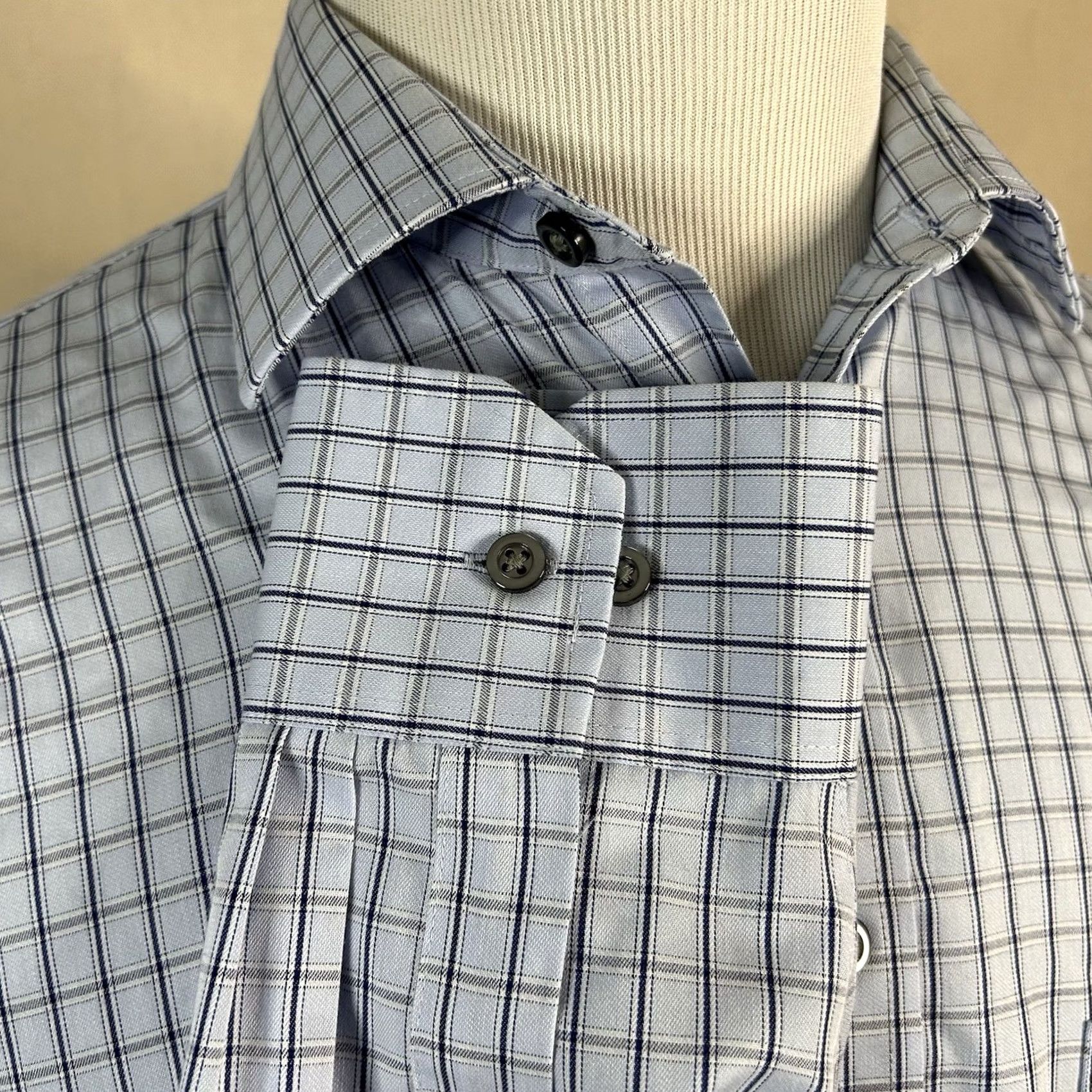 Joseph Abboud Joseph Abboud Dress Shirt Blue Plaid 100% Cotton Non-Iron Regular Fit 16 32/33 Male Shirts Size 42R - 4 Thumbnail