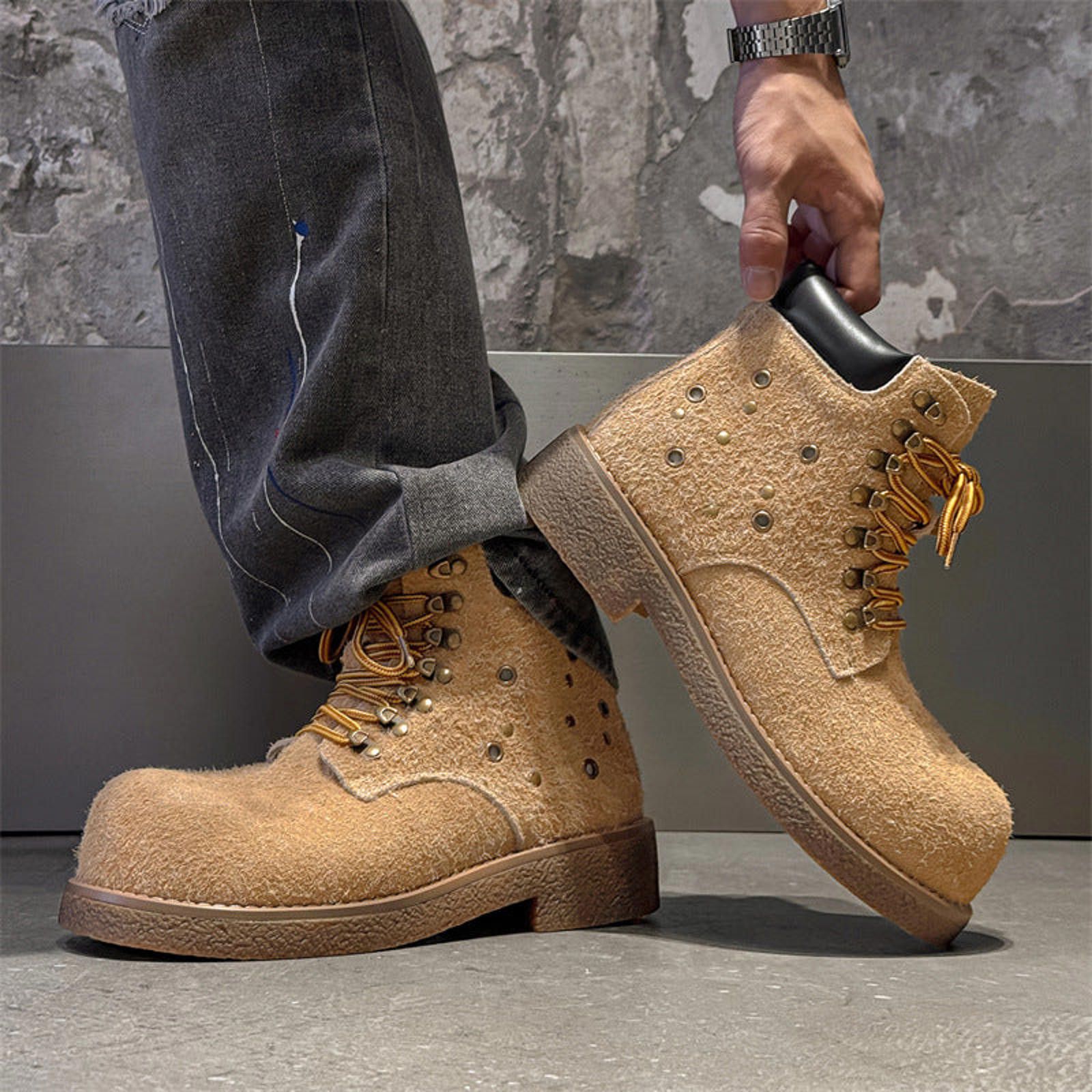 Japanese Brand Studded Platform Boots, Workwear Ankle Boots Size US 7 / EU 40 - 7 Thumbnail