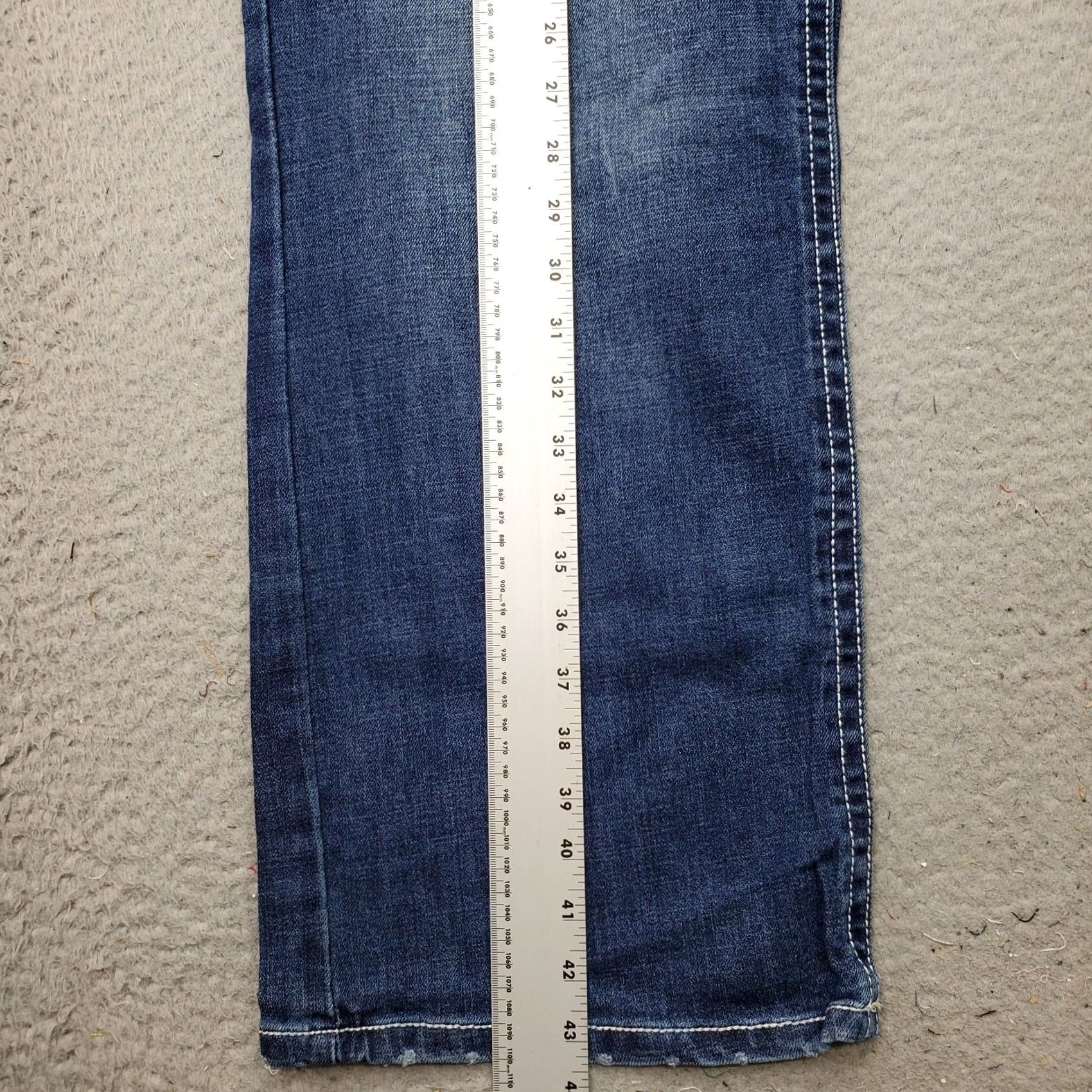Denime Axel Slim Bootcut Jeans Men Size 40 Blue Denim Stretch Medium Wash White Stitch Size US 40 / EU 56 - 3 Thumbnail