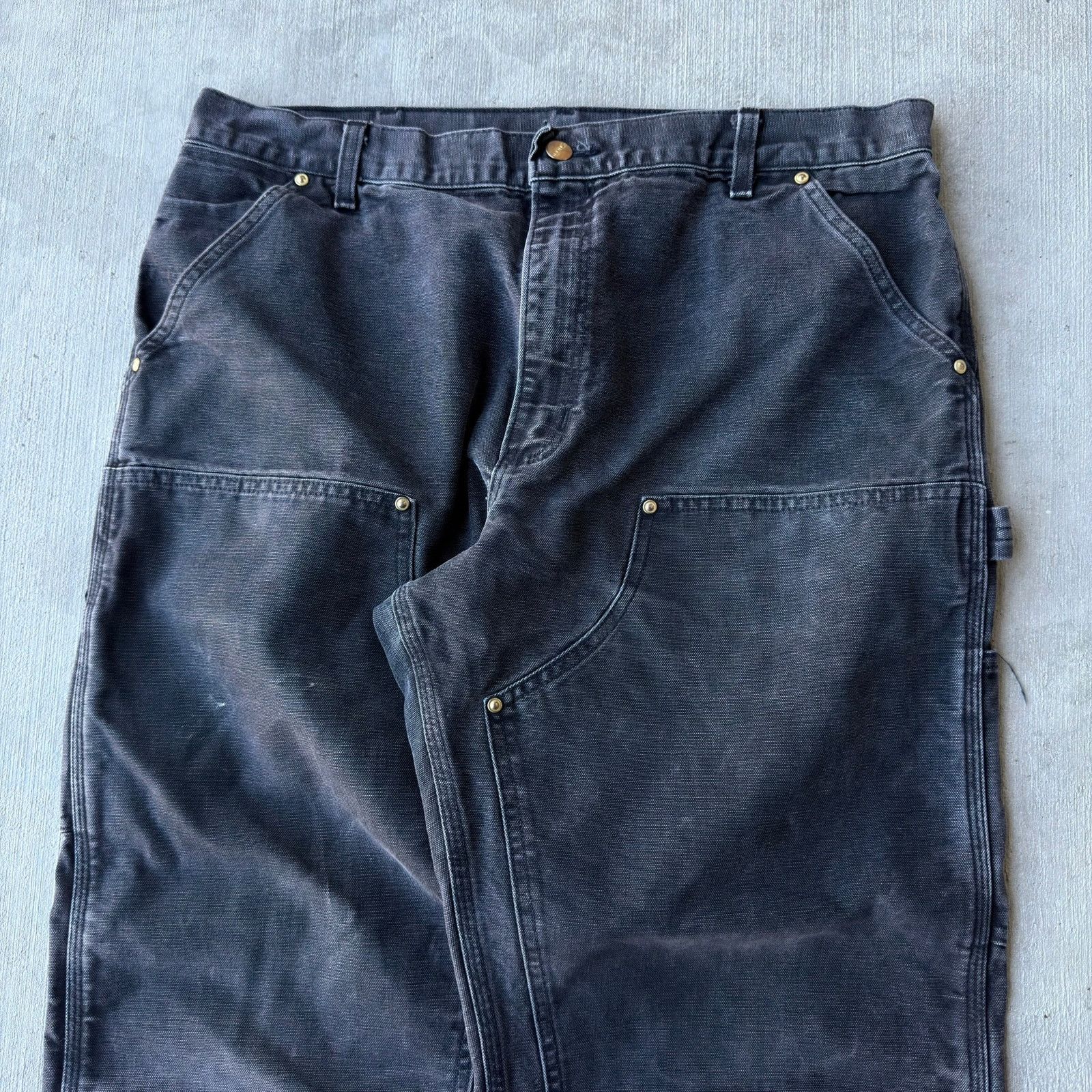 Carhartt × Vintage Carhartt faded black double knee work wear carpenter pants Size US 35 - 2 Thumbnail