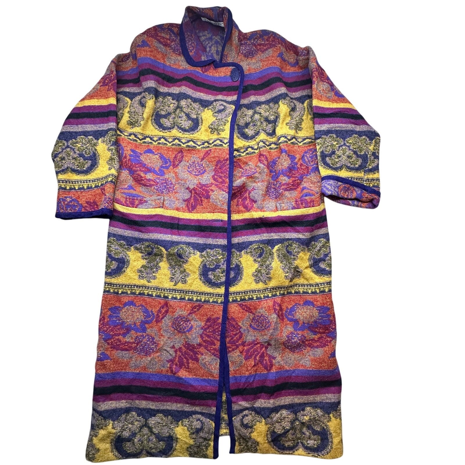 Other VTG Gallery Wool Pea Coat Women Medium Psychedelic Bohemian Size M / US 6-8 / IT 42-44 - 1 Thumbnail