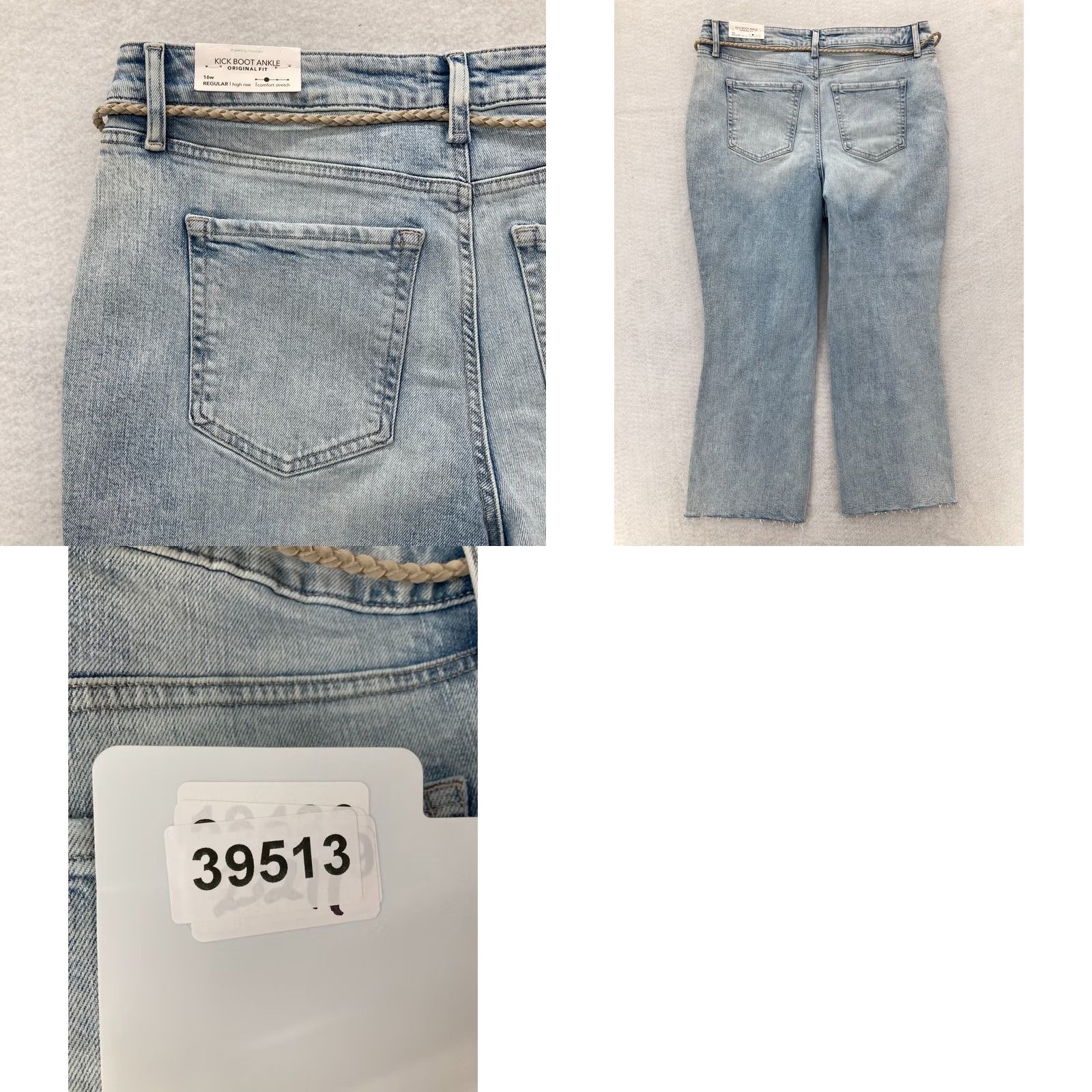Vintage Maurices M Jeans Women's Plus 16W Kick Boot Ankle Blue Stretch Denim Belted NWT Jeans Size 38" / US 16 / IT 52 - 9 Thumbnail