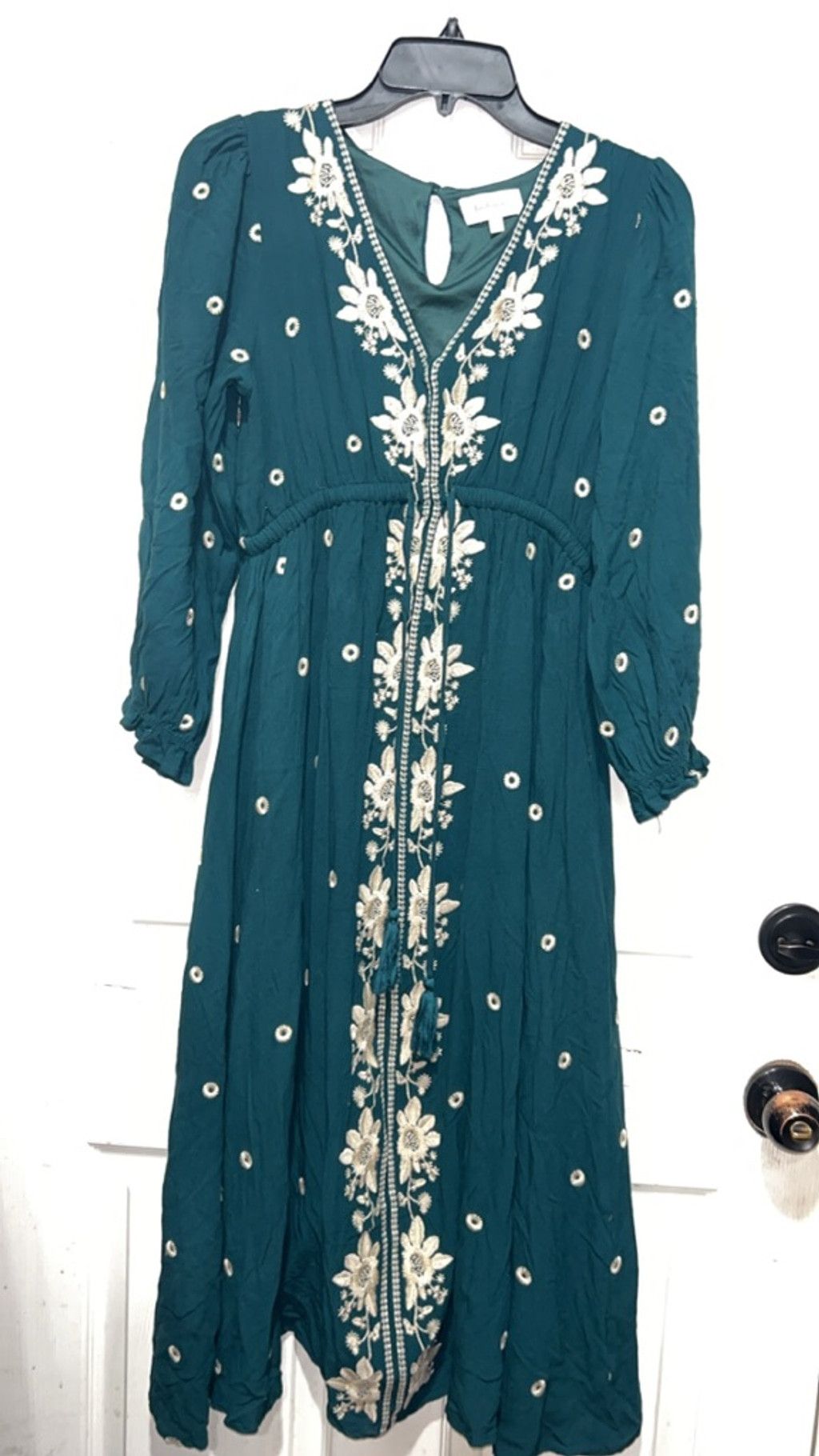 Poeme Bohemien Women's Bohme Teal Embroidered Midi Dress L Size L / US 10 / IT 46 - 1 Thumbnail
