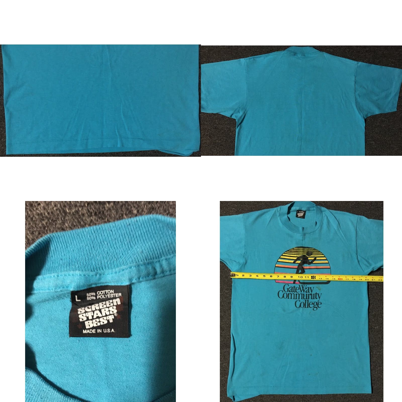 Vintage VINTAGE 90s Gateway College Fitness Center Distressed Faded Blue T-Shirt L Mens Short Sleeve Crew Neck Single Stitch Collegiate Grunge Army Punk Retro Size US L / EU 52-54 / 3 - 8 Thumbnail