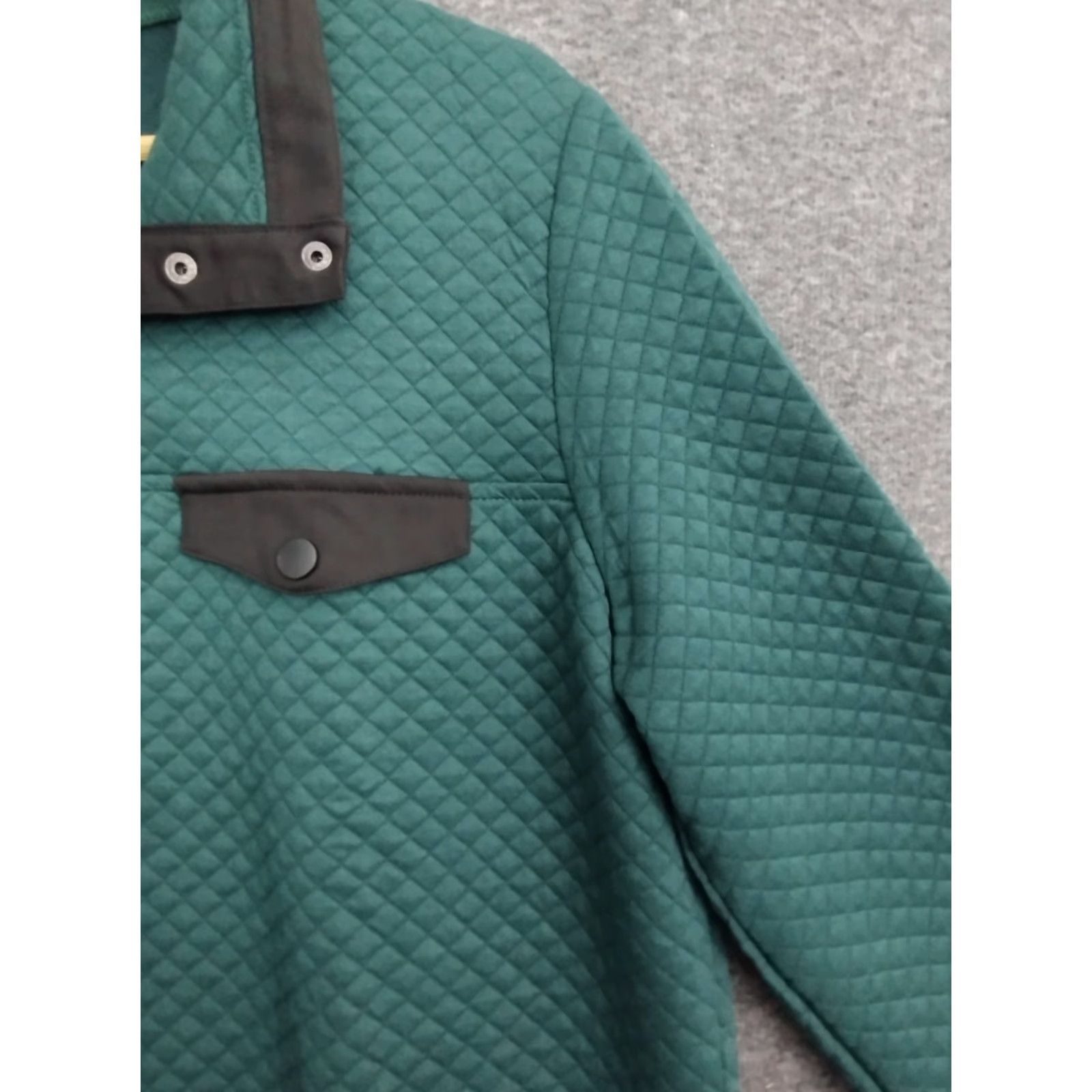 Vintage Merokeety Green Quilted Pullover Sweatshirt Top L 4 Snap Closure Pocket Women 90s Winter Casual Knit Top Size L / US 10 / IT 46 - 7 Thumbnail