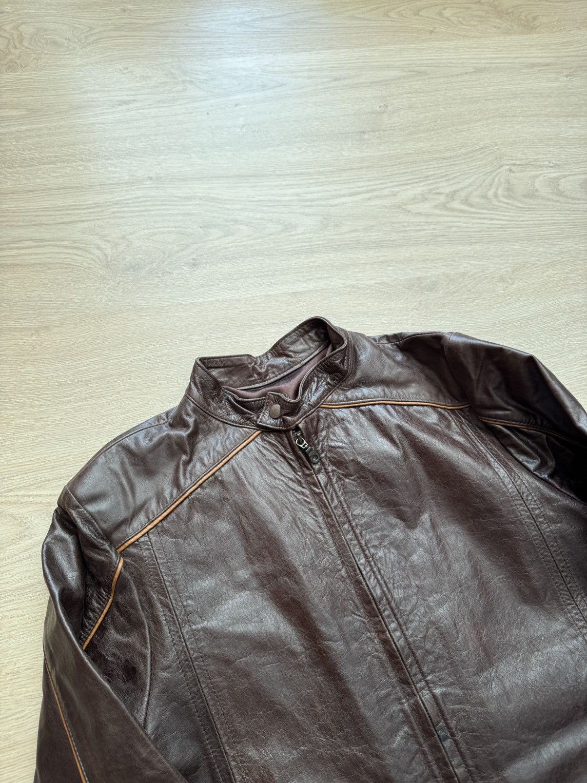 Genuine Leather Vintage Gotti y2k Brown Genuine Leather Moro Racing Jacket Size US M / EU 48-50 / 2 - 2 Thumbnail