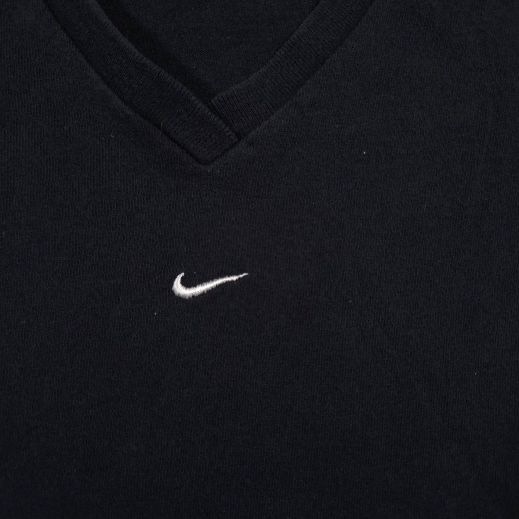Nike VINTAGE Nike Shirt Mens XL Black V-Neck Embroidered Swoosh Cotton Minimalist Casual Size US XL / EU 56 / 4 - 4 Thumbnail