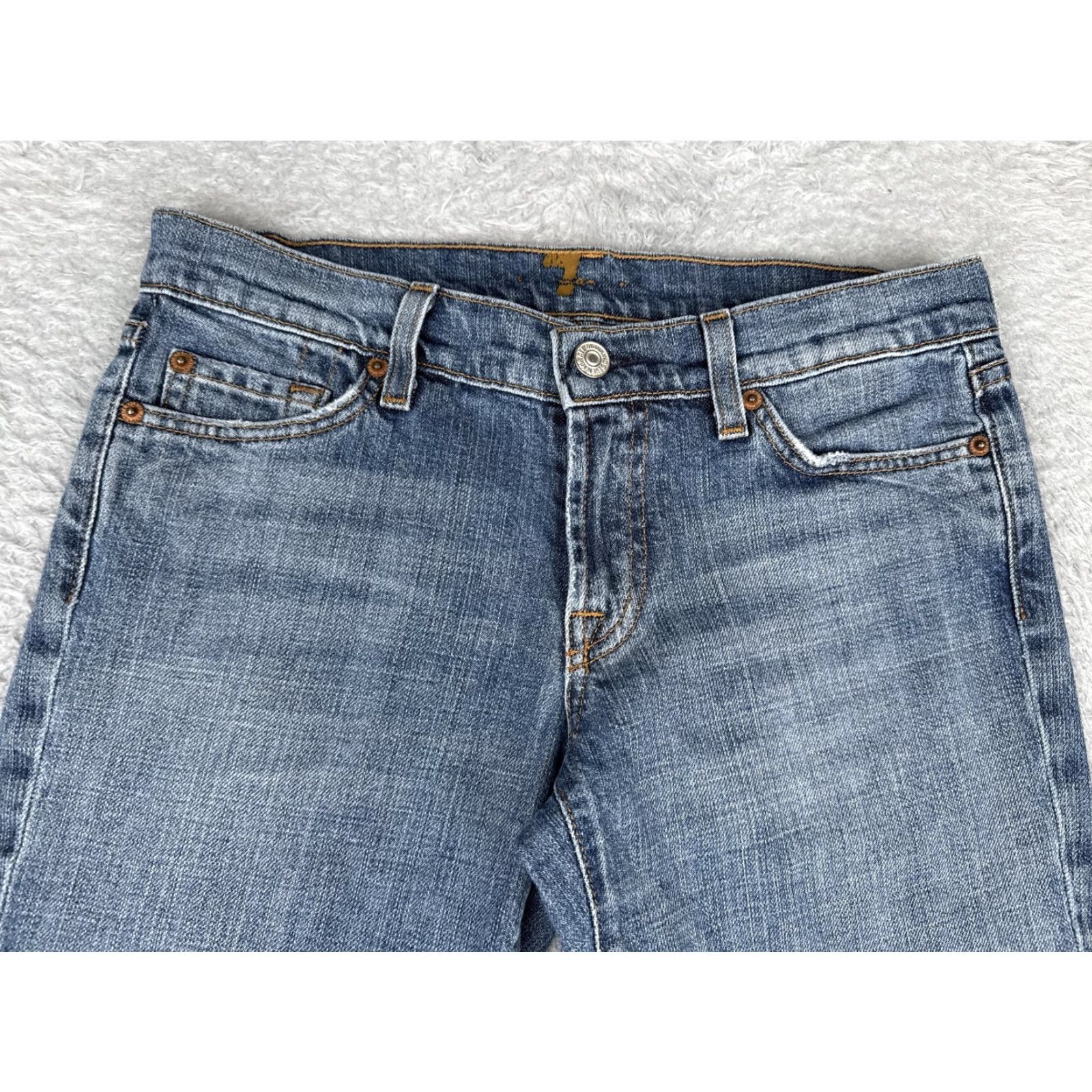 7 For All Mankind 7 For All Mankind Jeans Womens 28 Blue Low Rise Straight Stretch Denim 28x26 Size 28" / US 6 / IT 42 - 4 Thumbnail