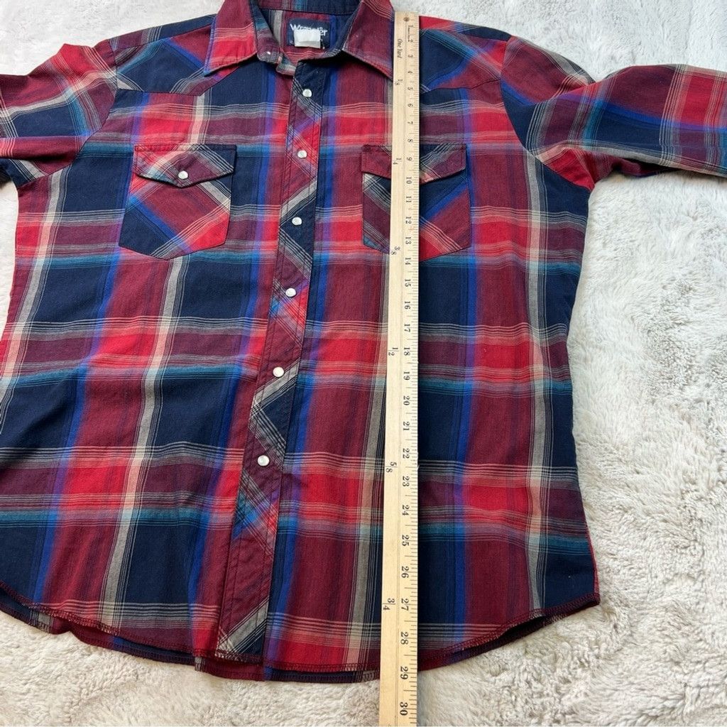 Wrangler Wrangler Pearl Snap Shirt Casual Plaid Western Size 16.5 35 Size US XL / EU 56 / 4 - 4 Thumbnail