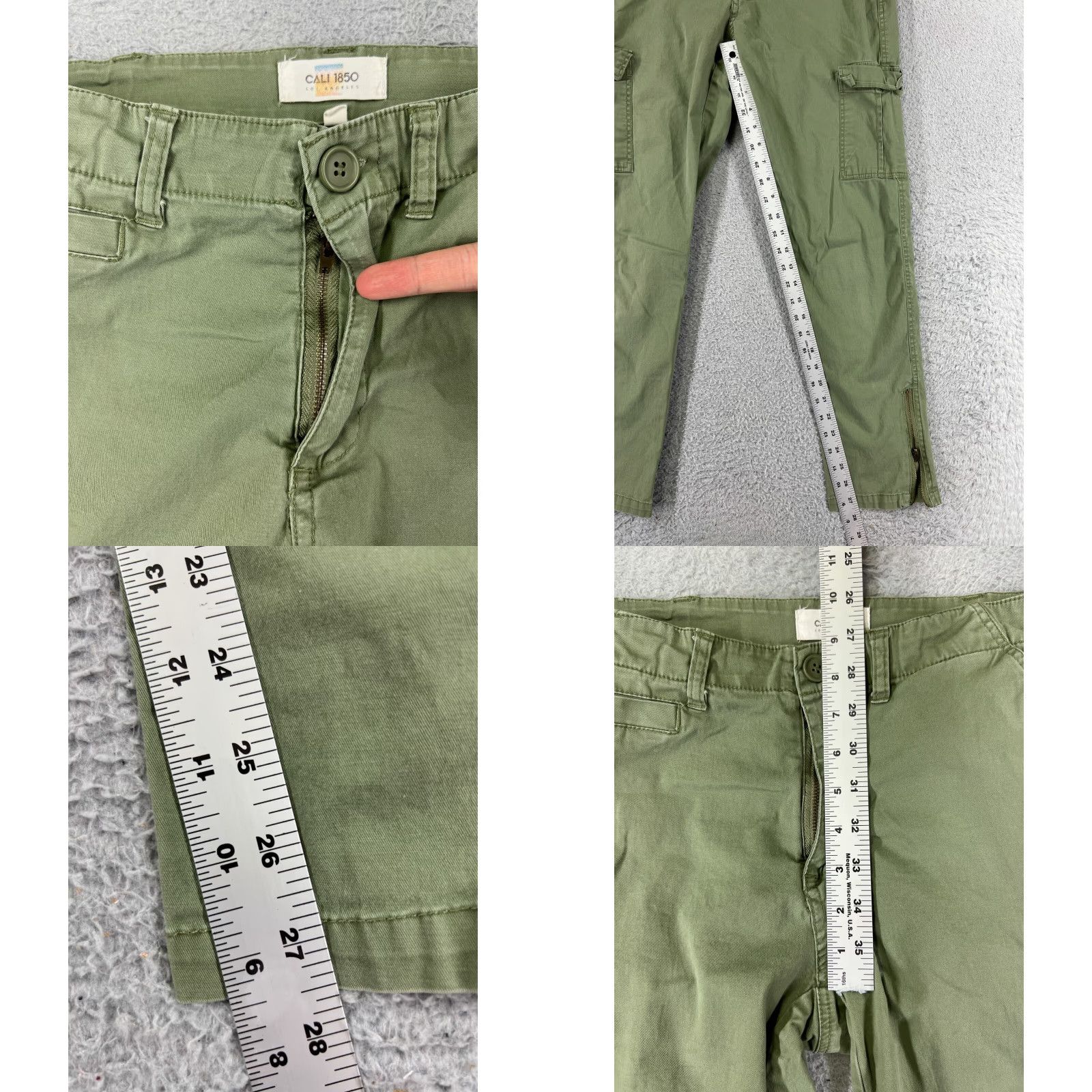 Vintage Cali 1850 Pants Womens Cargo Army Green Mid Rise Ankle Zip Cotton Blend 9 Tapered Pants Womens Green Cargo 9” rise Size 30" / US 8 / IT 44 - 8 Thumbnail