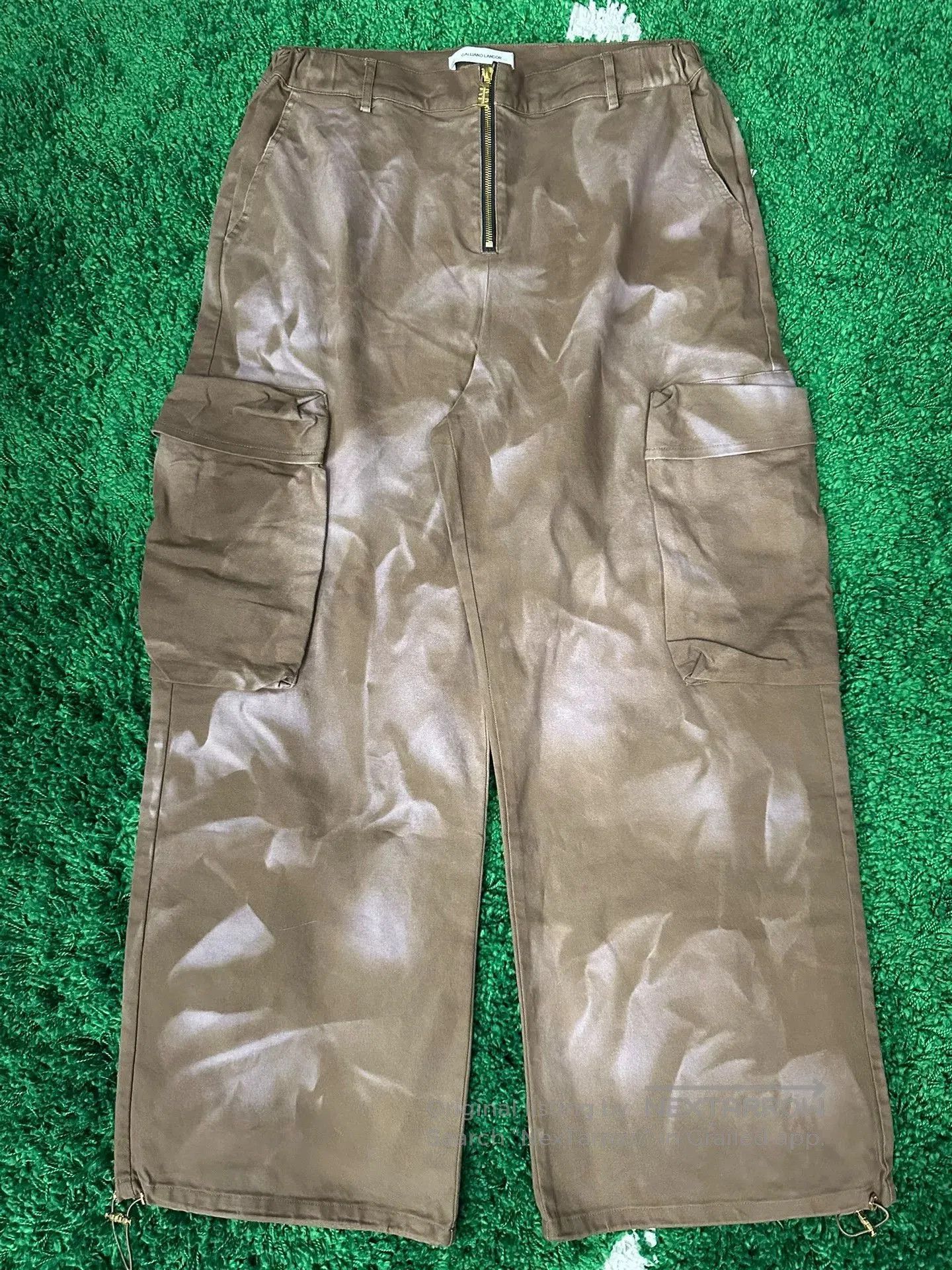 John Galliano GALLIANO LANDOR Water Ripple Cargo Wide-Leg Pants. Size US 26 / EU 42 - 3 Thumbnail
