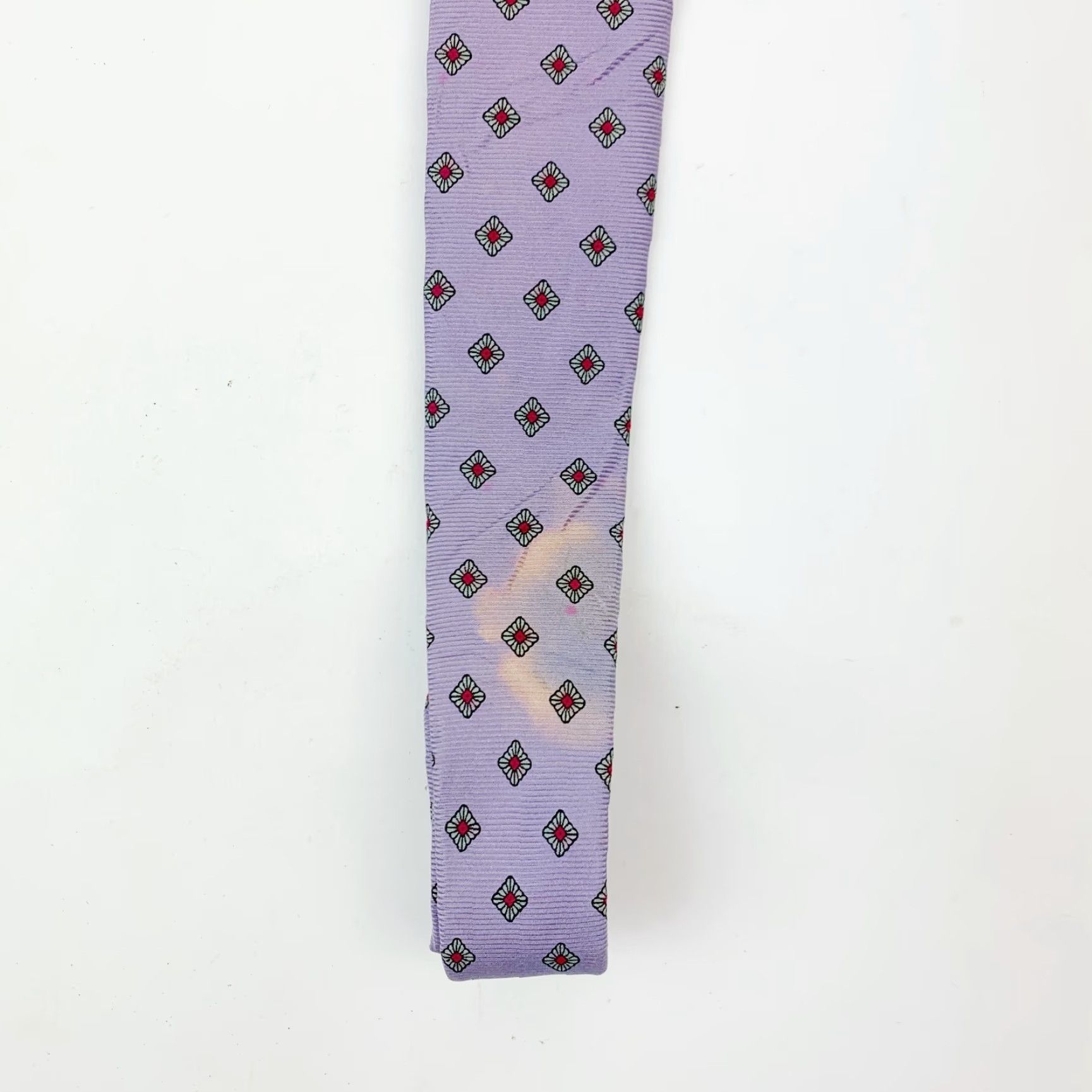 Vintage VINTAGE DAMON Tie Men 100% Silk Geometric Pattern Made in Italy 54.5 x 3" Purple Geometric Pattern Tie Mens Silk Italy 54.5" 3" Size ONE SIZE - 7 Thumbnail