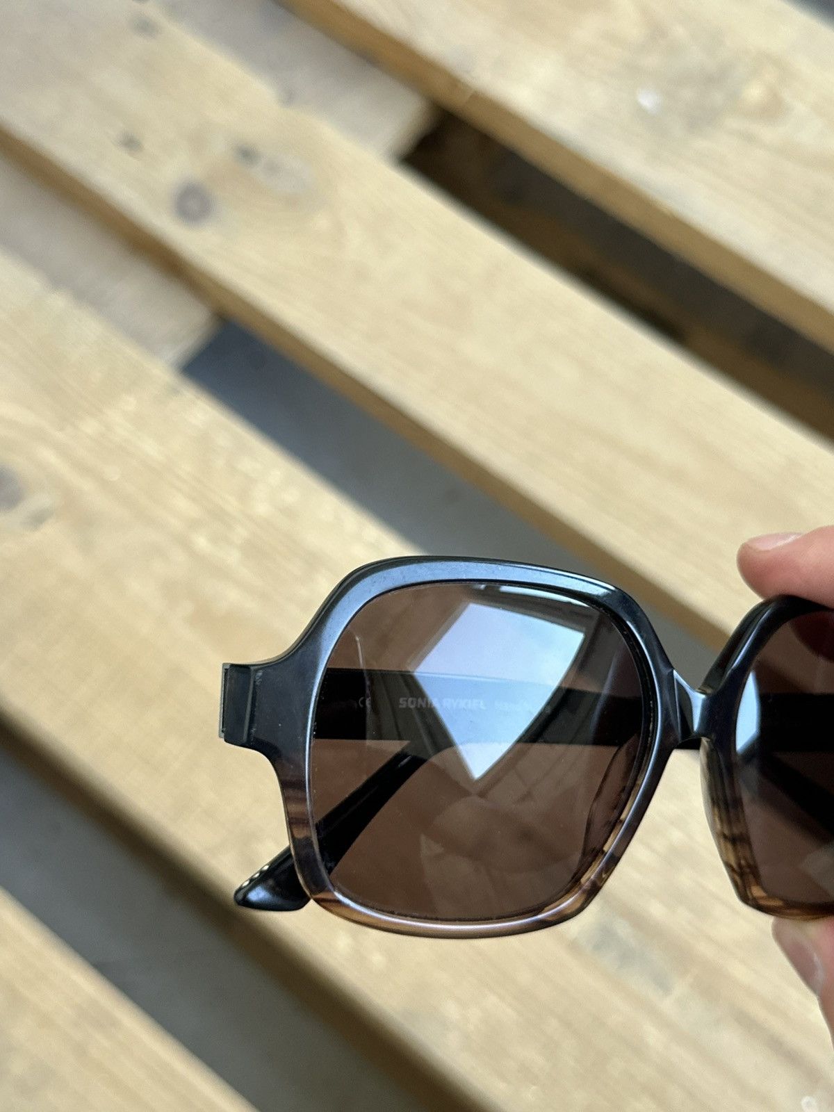 Handmade × Sonia Rykiel × Vintage Sonia Rykiel Hand Made Black-Brown Women’s Sunglasses Size ONE SIZE - 5 Thumbnail