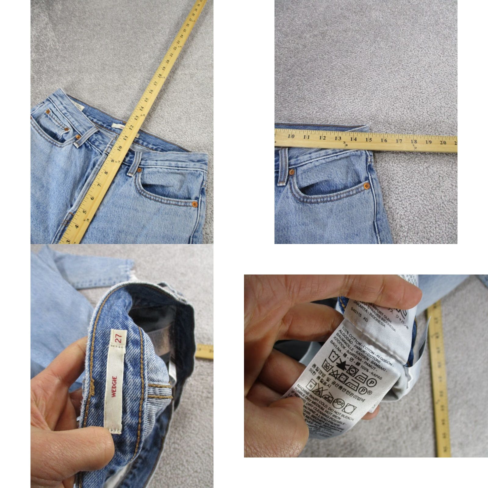 Levi's Levi's Wedgie Jeans Womens 27 Light Wash Denim Button Fly Frayed Hem Blue 27 Jeans Women's Tapered High Rise Casual 90s+ Mens? Size 27" / US 4 / IT 40 - 8 Thumbnail