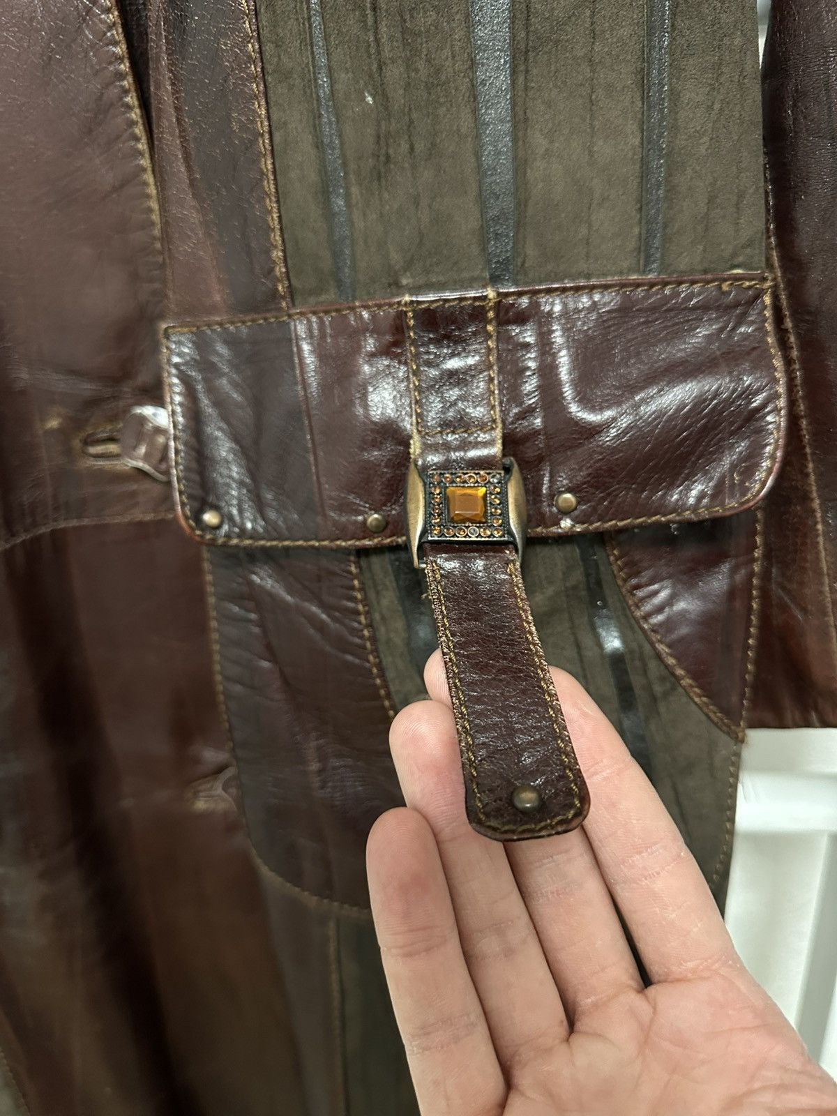 Vintage Vintage 90s Women’s Leather Trench Coat Der Nova L size Size L / US 10 / IT 46 - 9 Thumbnail