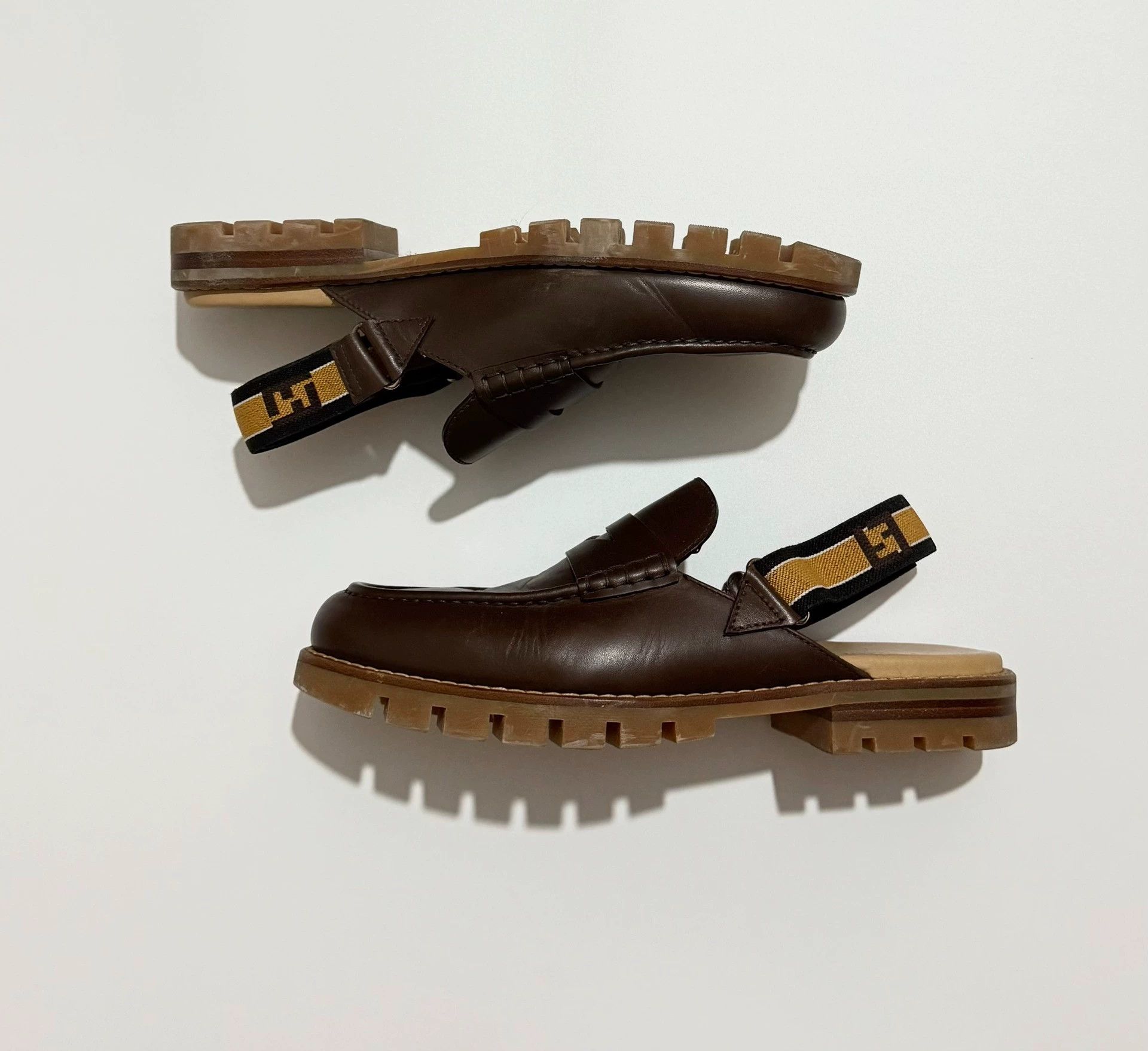 Fendi Fendi FF Jacquard Strap Loafer Slides Brown Leather Size 7 Size US 7 / EU 40 - 4 Thumbnail