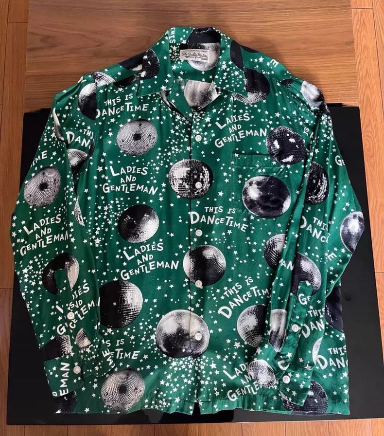 Wacko Maria Green Disco Ball Hawaiian Shirt - dmc
