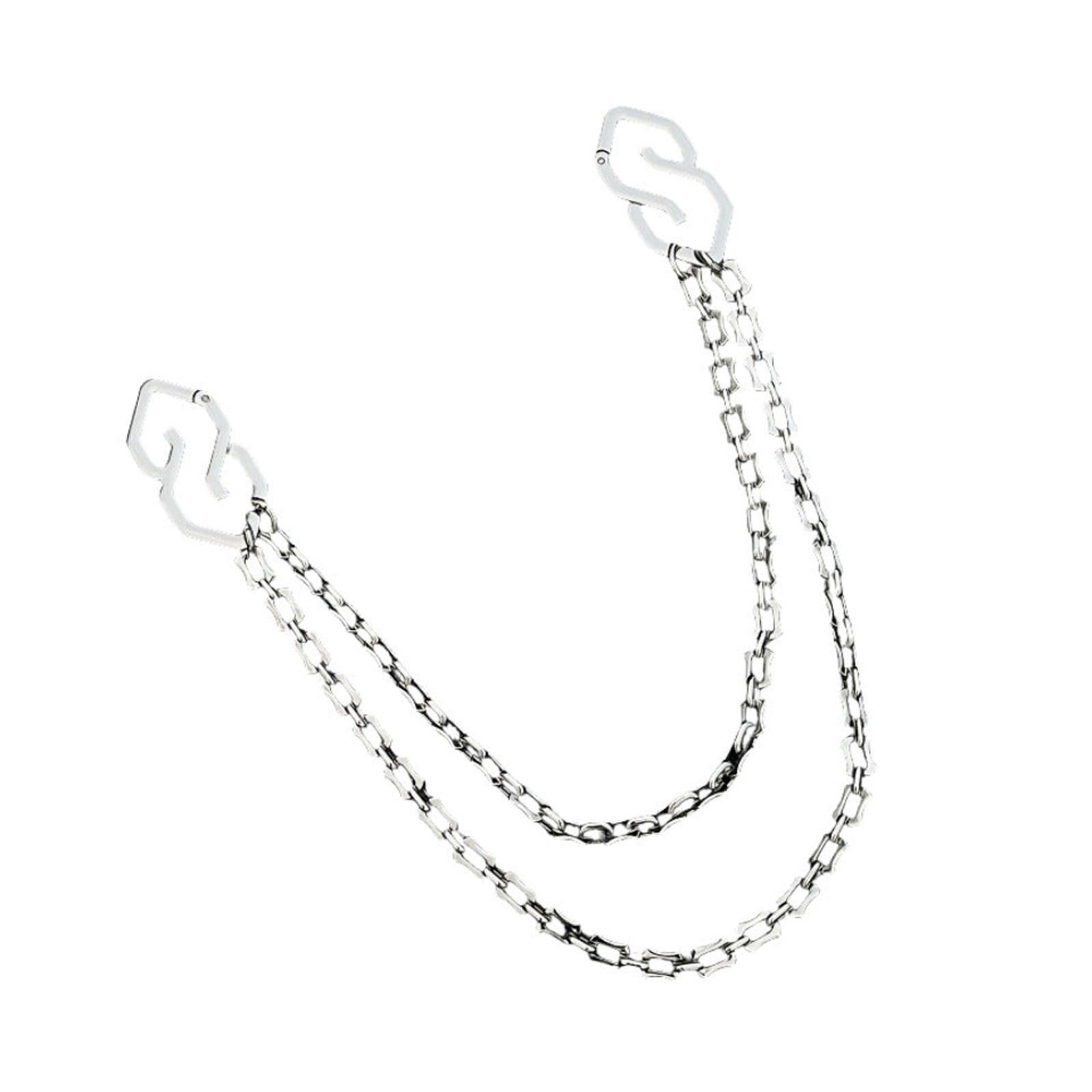 Jewelry Silver Double Chain Wallet Pants Accessory, Men's Chain Size ONE SIZE - 5 Thumbnail