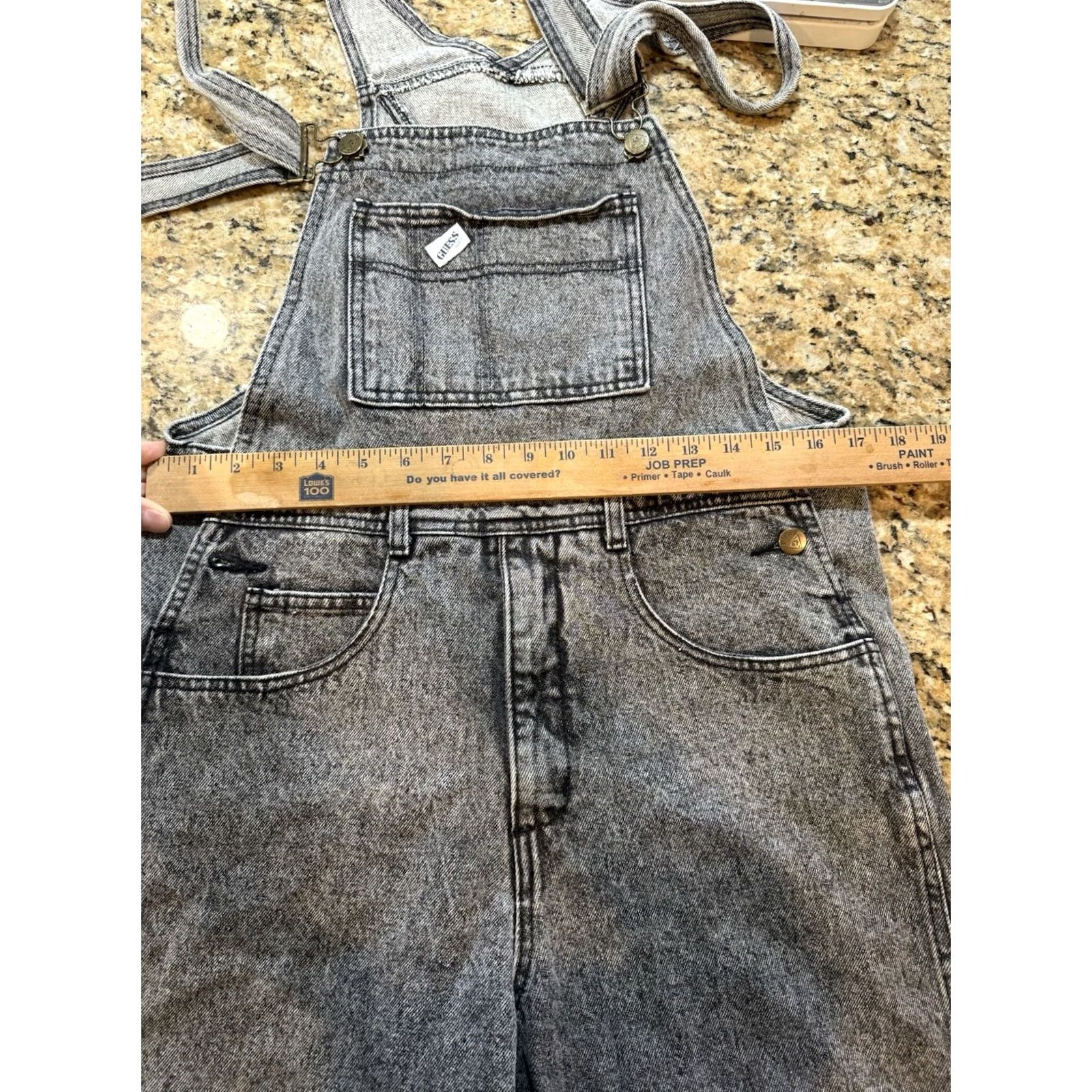 Guess VINTAGE GUESS Denim Overalls Jeans Black Wash 80s 90s USA Size L Men Regular 28in Inseam Size US 33 - 6 Thumbnail