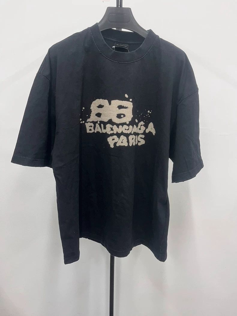 Balenciaga Balenciaga 23 SS Graffiti Splash Ink Double B Print Washed Size US XL / EU 56 / 4 - 1 Thumbnail