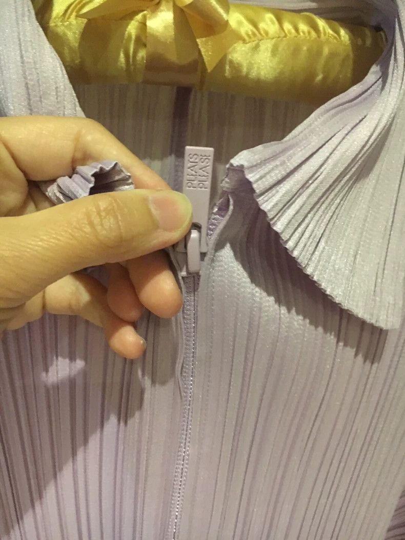 Issey Miyake Issey Miyake size:3 A light purple pleated zipper cardigan Size S / US 4 / IT 40 - 6 Thumbnail