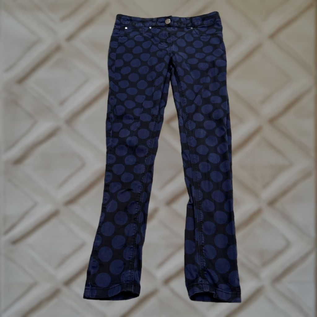 Vintage VERONIKA MAINE Slim Fit Skinny Jeans Women 6 Blue Black Polka Dot 28x27 Size 28" / US 6 / IT 42 - 1 Thumbnail