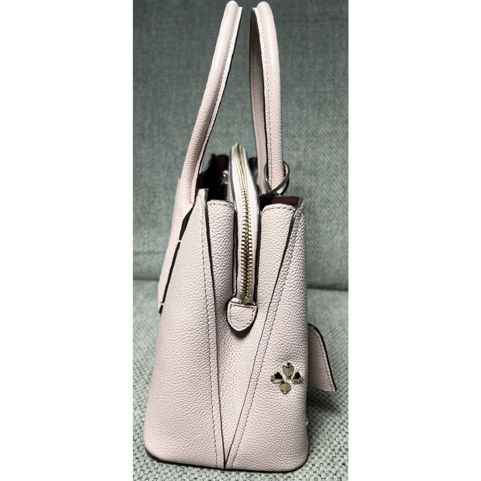 Vintage VINTAGE kate spade new york Margaux Satchel Bag - Blush Pink Cream Studded Leather Satchel Womens Medium Bags Size ONE SIZE - 4 Thumbnail