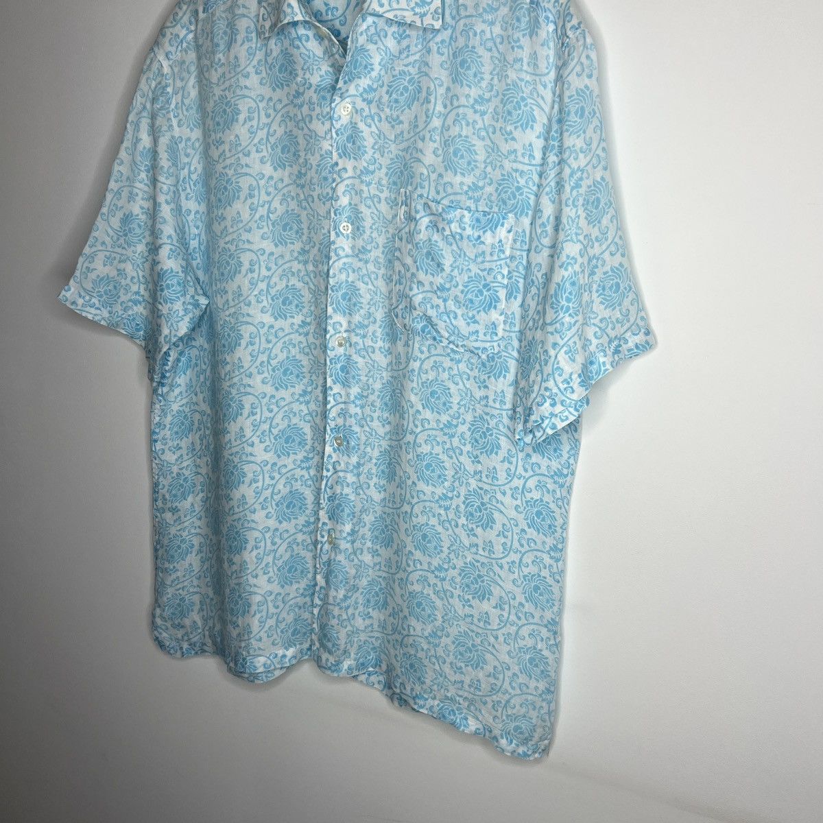 Designer × Ermenegildo Zegna × Z Zegna Ermenegildo Zegna Shirt Button Up Linen Blue Full Print Size US L / EU 52-54 / 3 - 2 Thumbnail