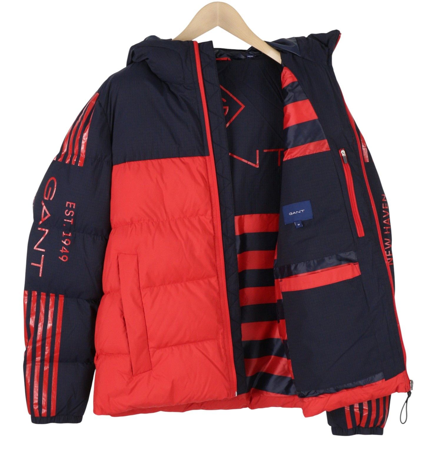 Gant STRIPED BLOCK PUFFER M Bright Red Hooded Jacket 87271 Size US M / EU 48-50 / 2 - 4 Thumbnail