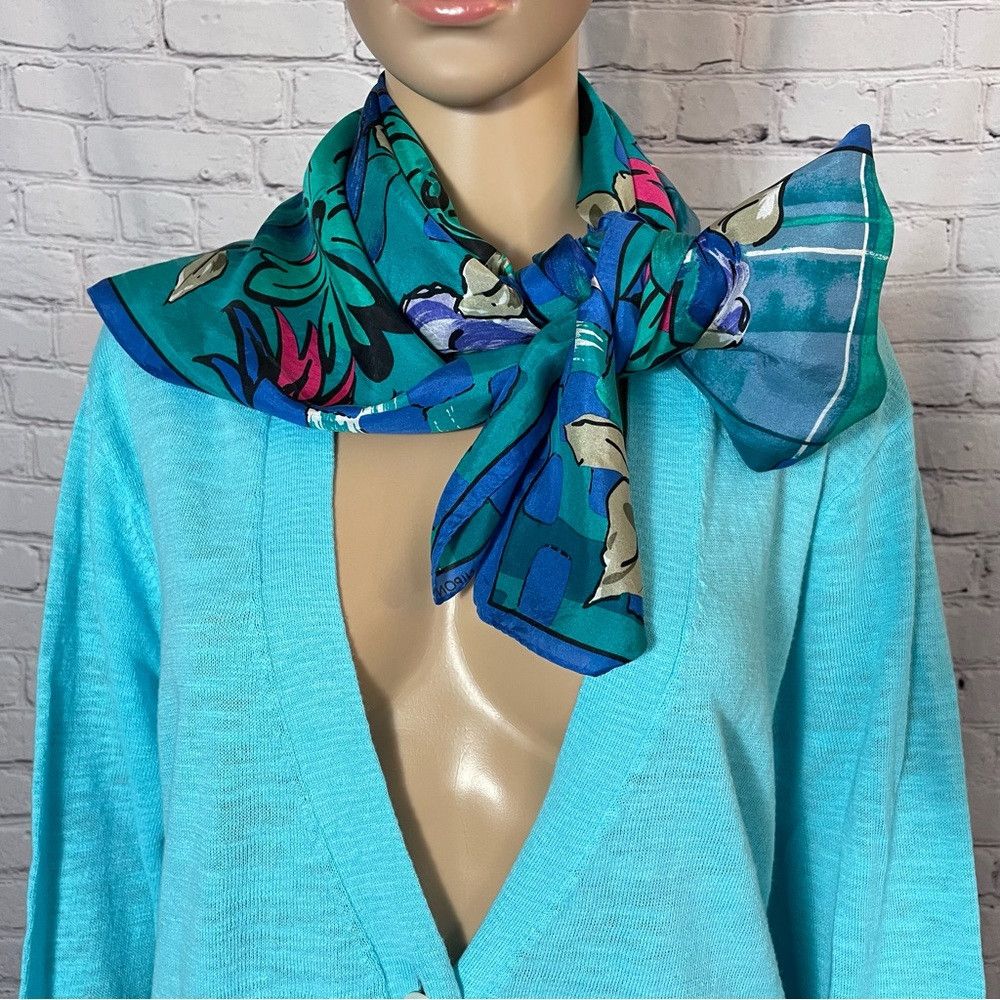 Albert Nipon Vintage Albert Nipon 100% Silk Floral Print Scarf 34" x 34" Size ONE SIZE - 6 Thumbnail
