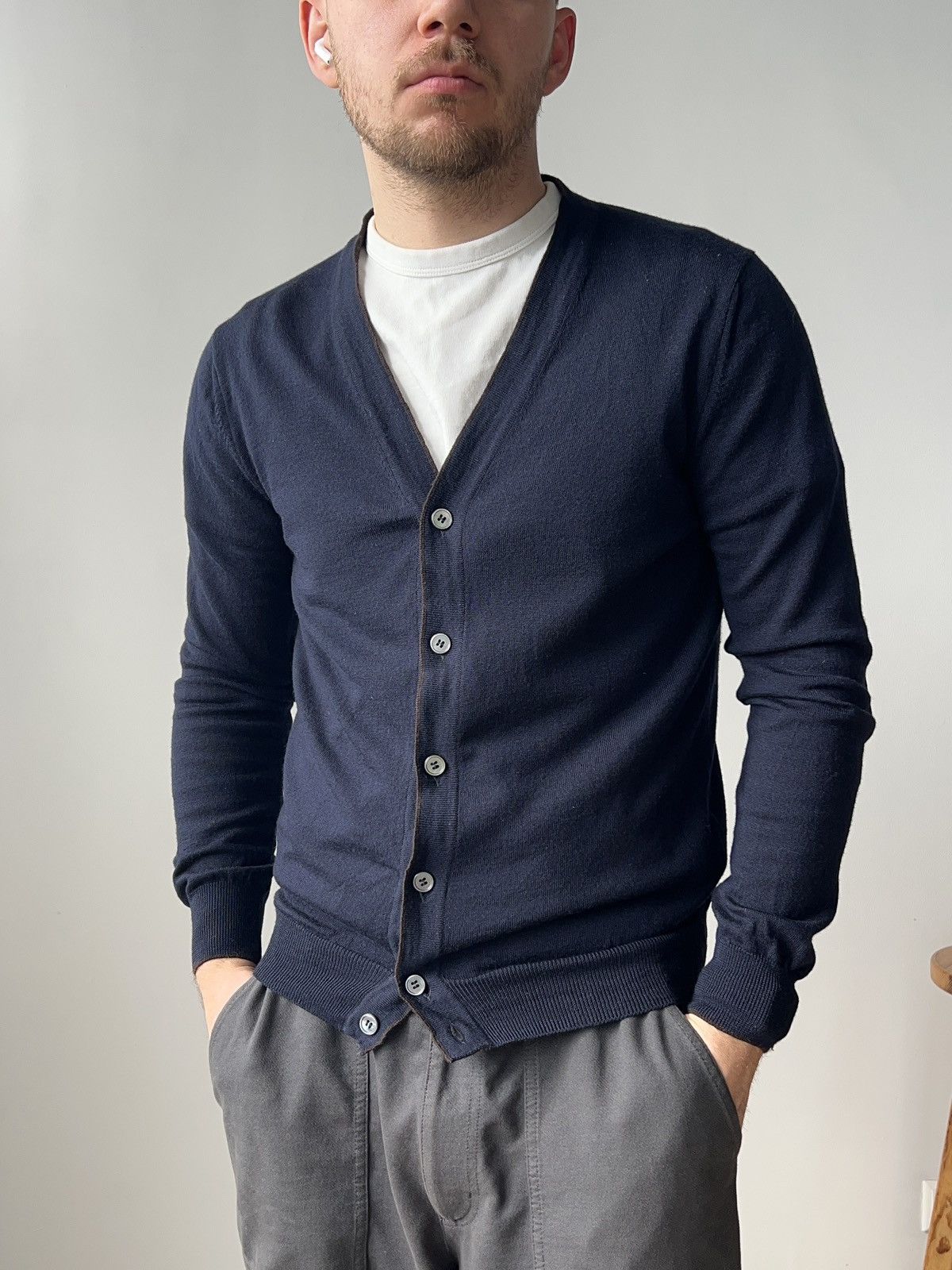 Gran Sasso Gran Sasso Men’s Virgin Wool Navy Blue Cardigan s 48 Italy Size US M / EU 48-50 / 2 - 1 Thumbnail