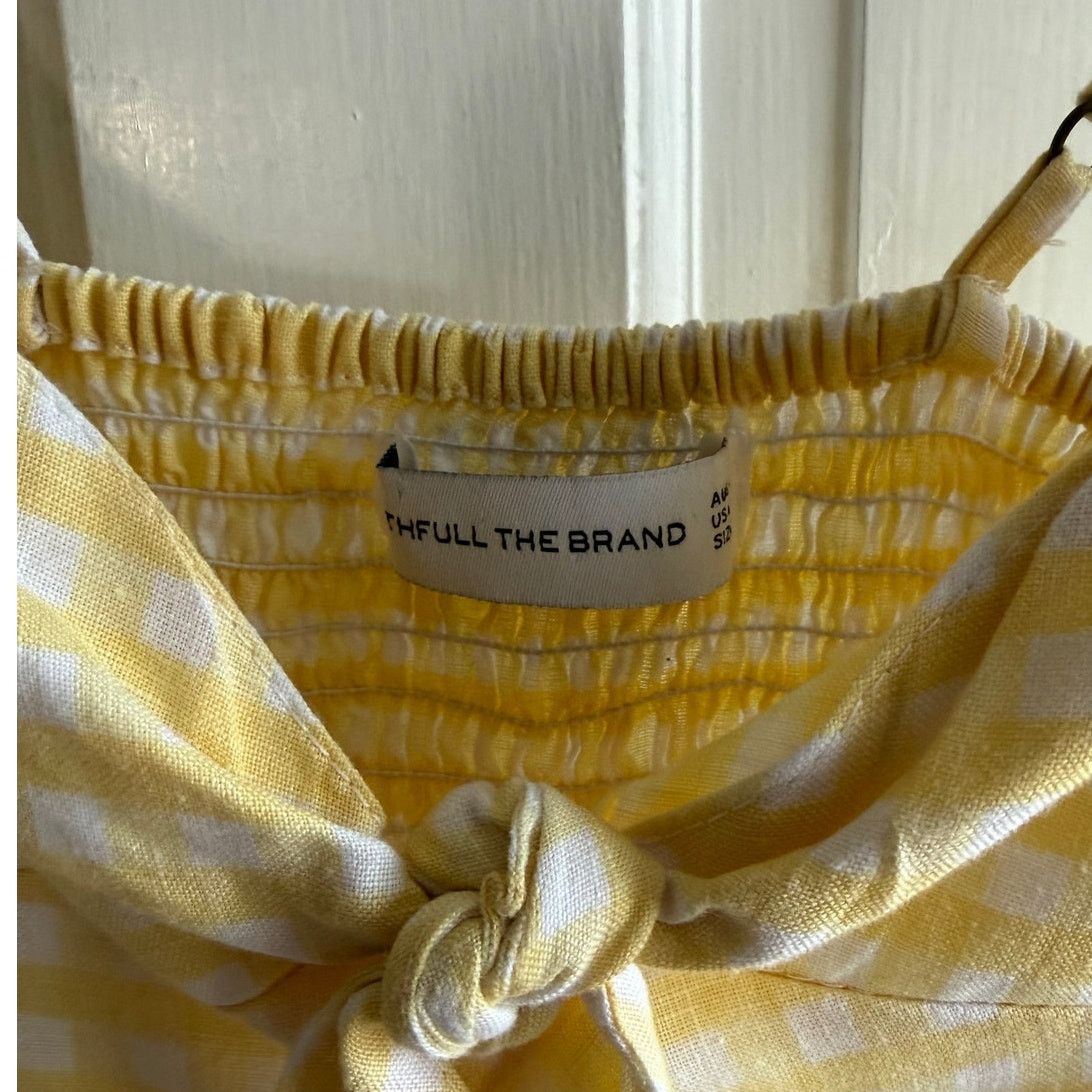 FAITHFULL Faithfull The Brand Mini Dress - Yellow Gingham 100% Linen Size XS / US 0-2 / IT 36-38 - 2 Thumbnail