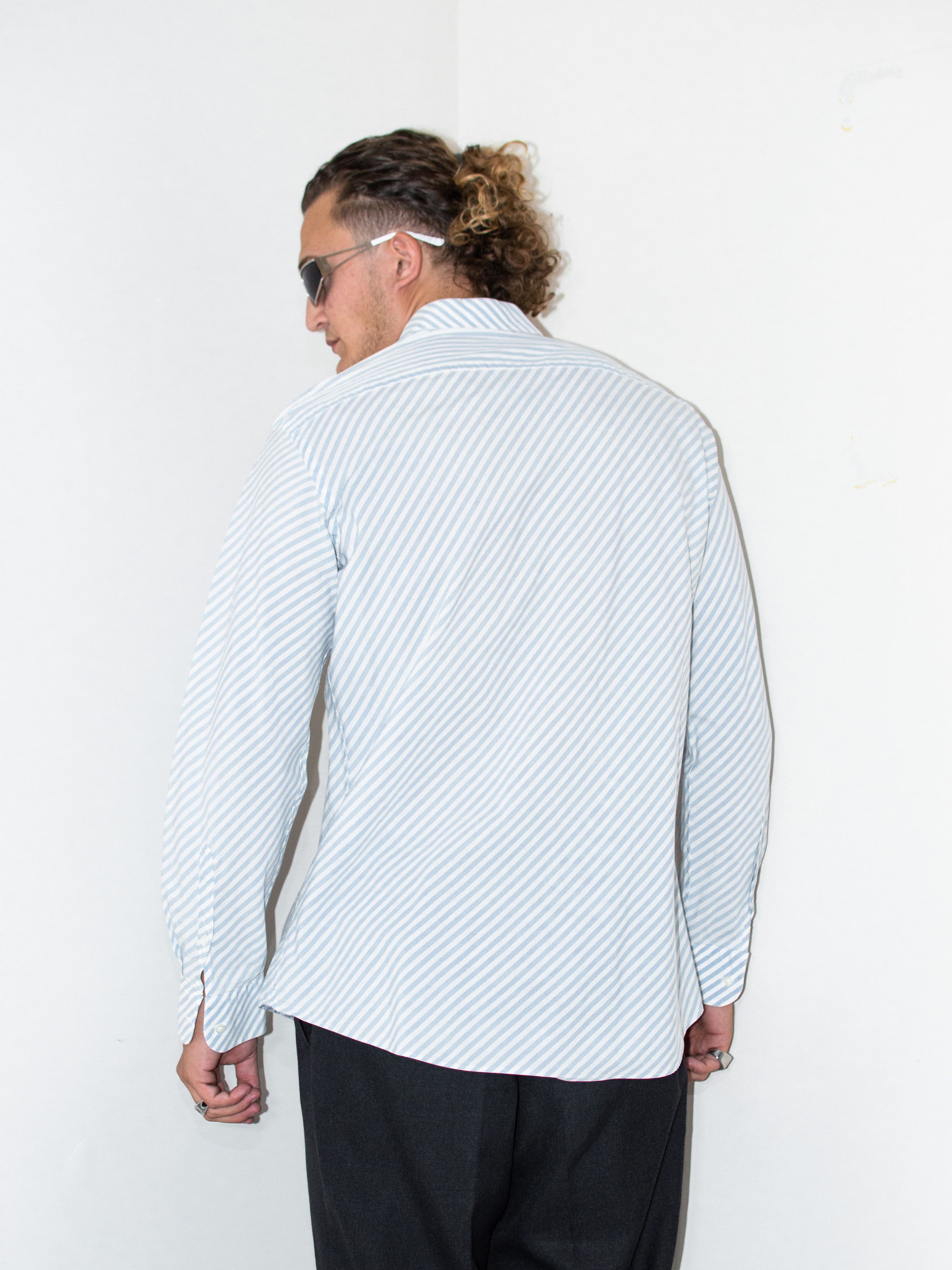Burberry × Vintage Burberry Blue White Stripes Button Up Long Sleeves Shirt Size US XL / EU 56 / 4 - 4 Thumbnail