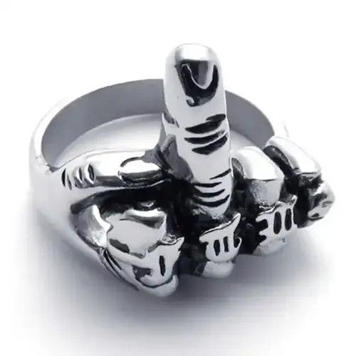 Vintage Trend Vertical Middle Finger Pattern Jewelry Ring Size ONE SIZE - 2 Thumbnail