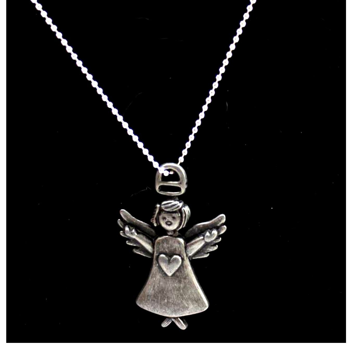 Other Vintage Little Angel Girl Pewter Pendant Necklace 2" Long Size ONE SIZE - 1 Thumbnail