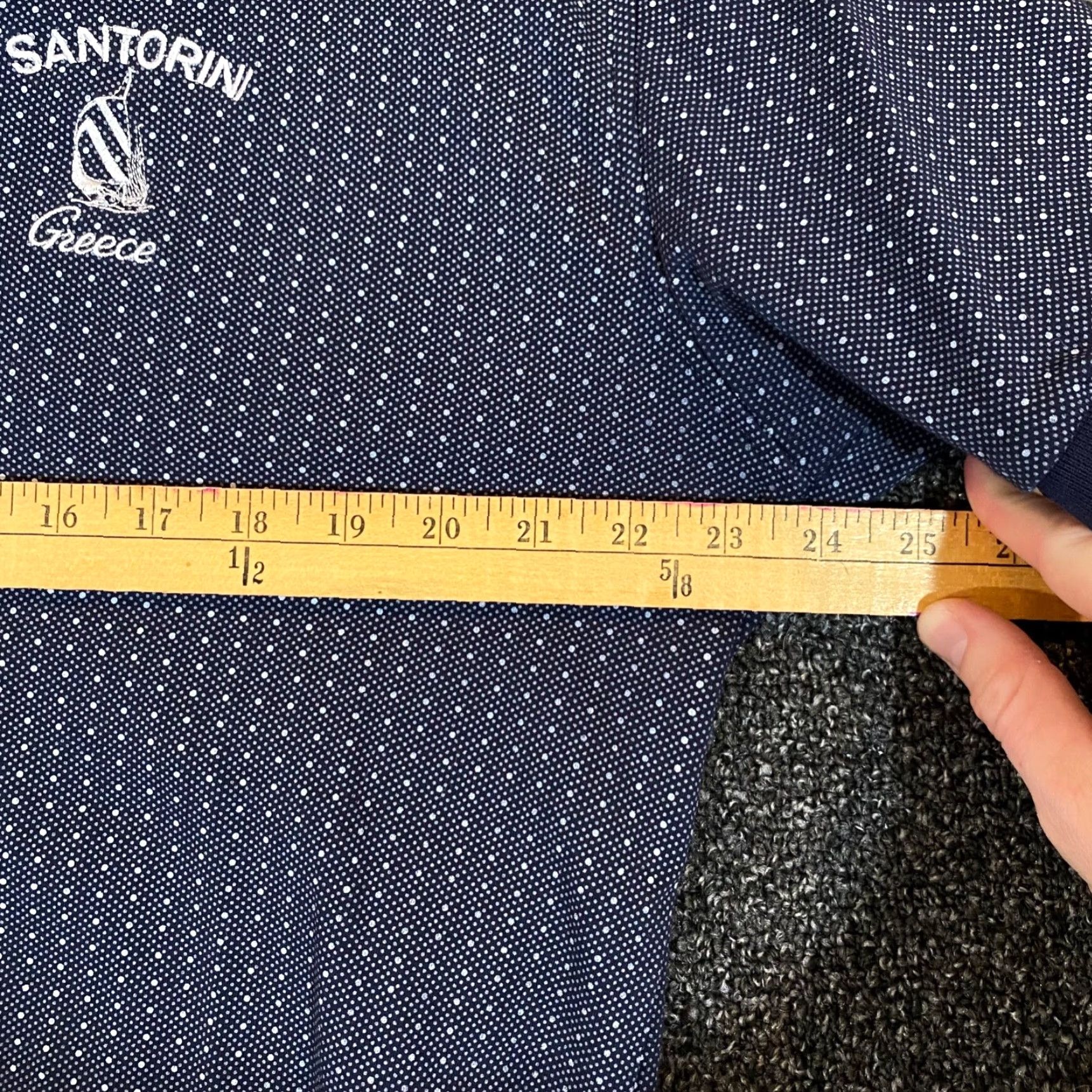 Vintage VINTAGE Santorini Polo Shirt Mens Large Blue White Polka Dot Cotton Short Sleeve Casual Golf Greece Size US L / EU 52-54 / 3 - 6 Thumbnail