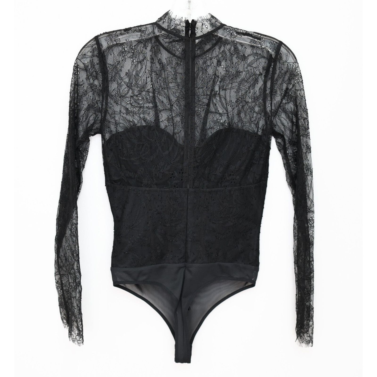 Jonathan Simkhai JONATHAN SIMKHAI Black Lace High Neck Sheer Bodysuit Size 0 Size XS / US 0-2 / IT 36-38 - 3 Thumbnail