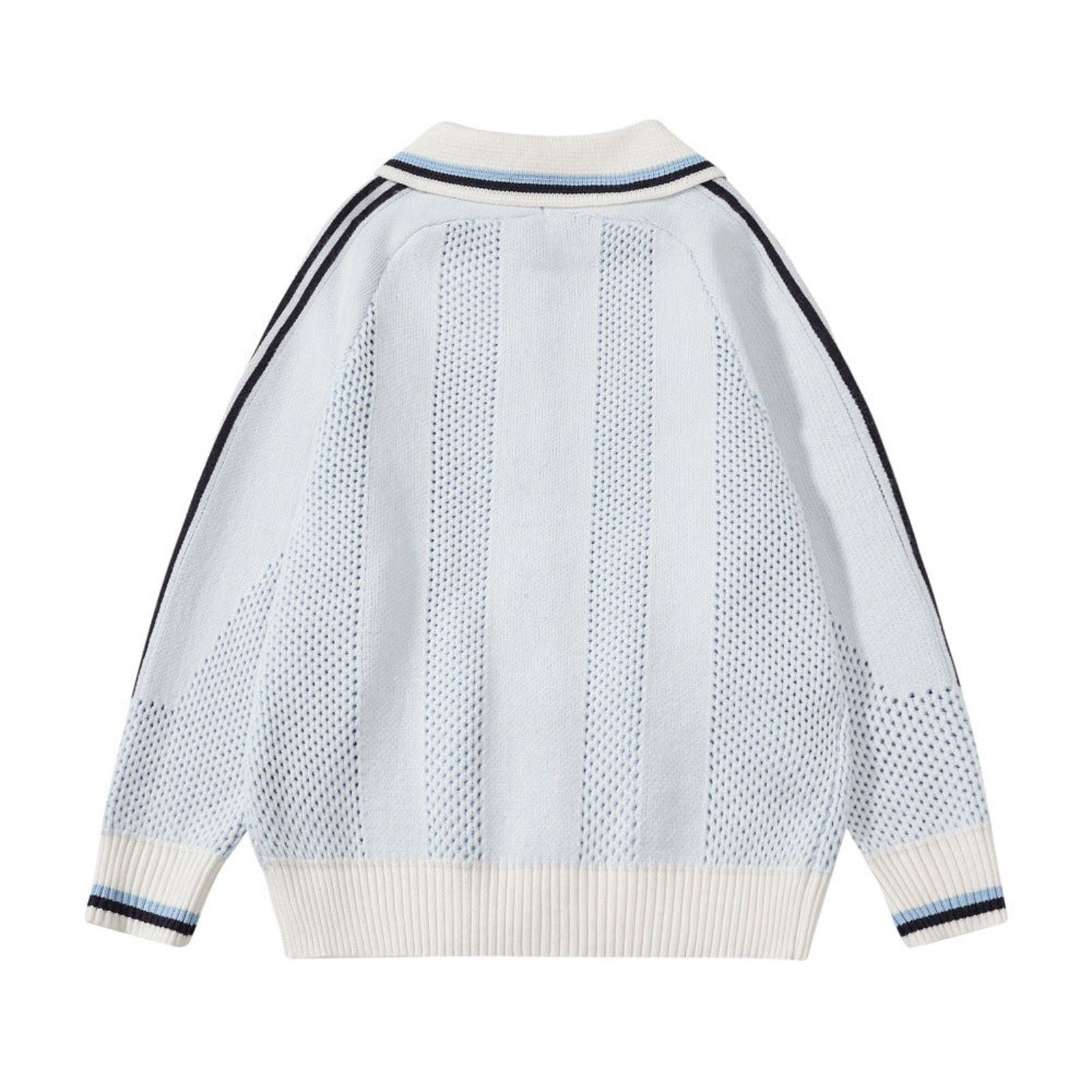 Vintage Light Blue Striped Knit Button-Up Cardigan Sweater Size US M / EU 48-50 / 2 - 2 Thumbnail