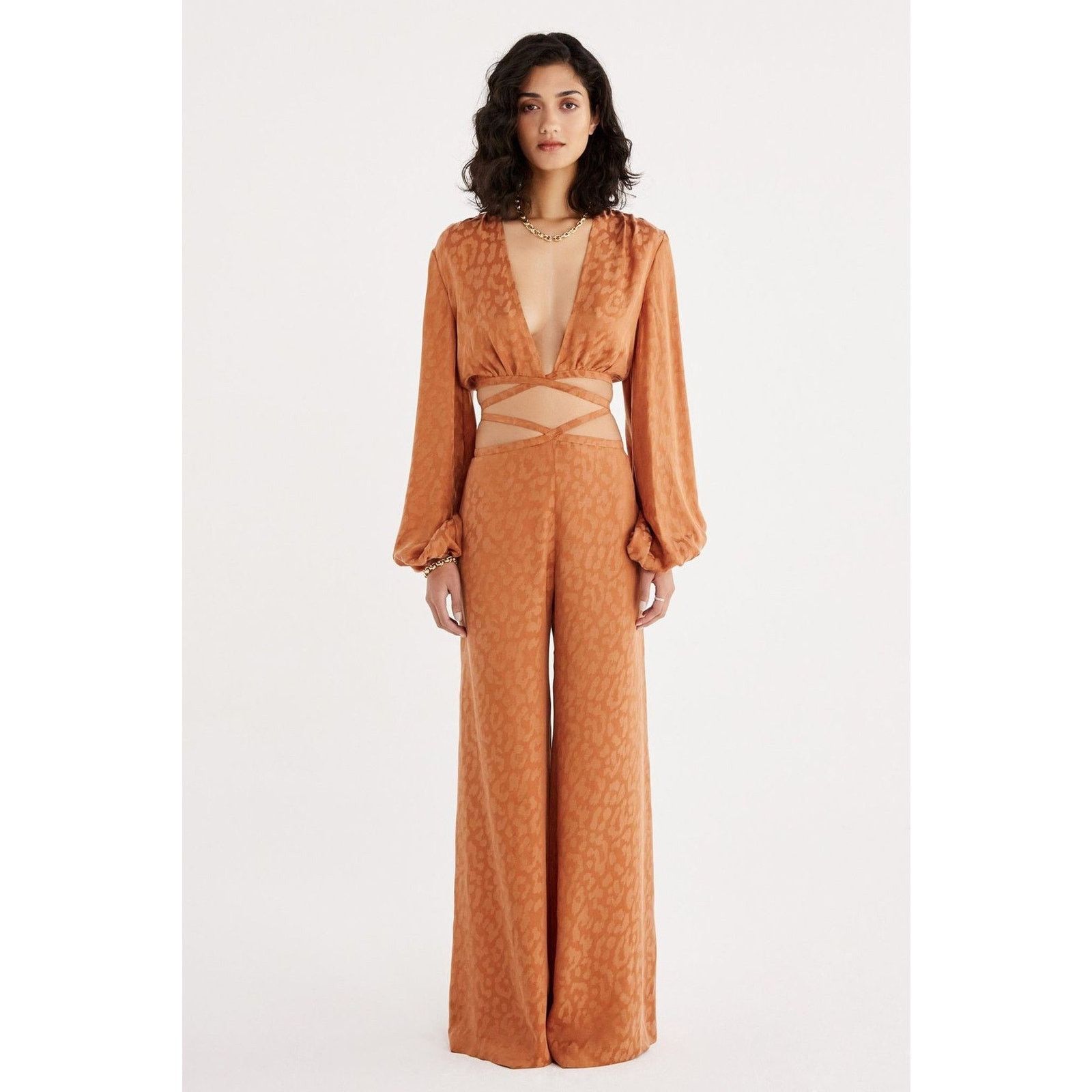 REVOLVE NWT RUMER Animal Print Wrap Pant In Rust Size Small Size 29" - 1 Thumbnail
