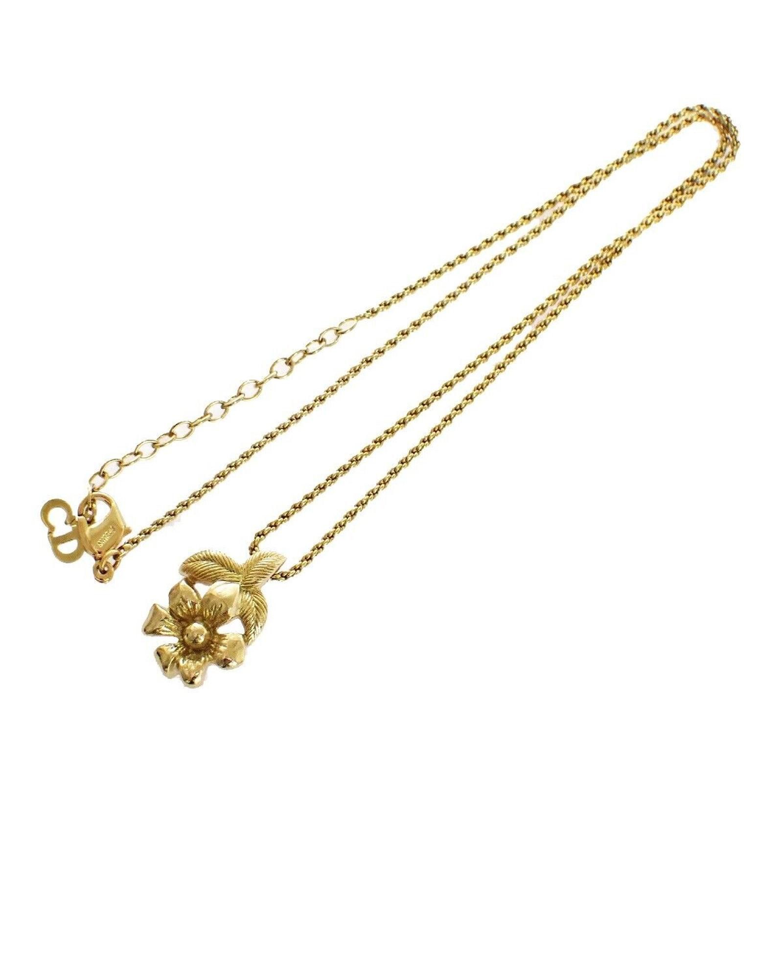 image of Dior Gold Metal Pendant Necklace, Women's
