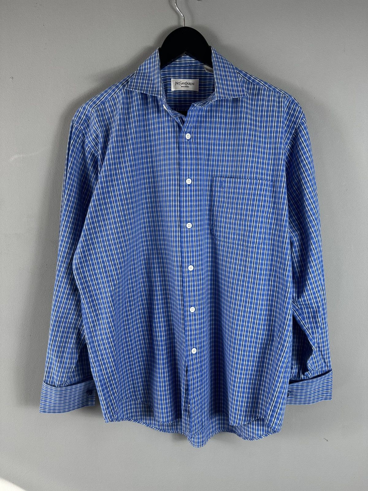 Pre-owned Saint Laurent Vintage 1990's Ysl Yves  Shirt In Blue