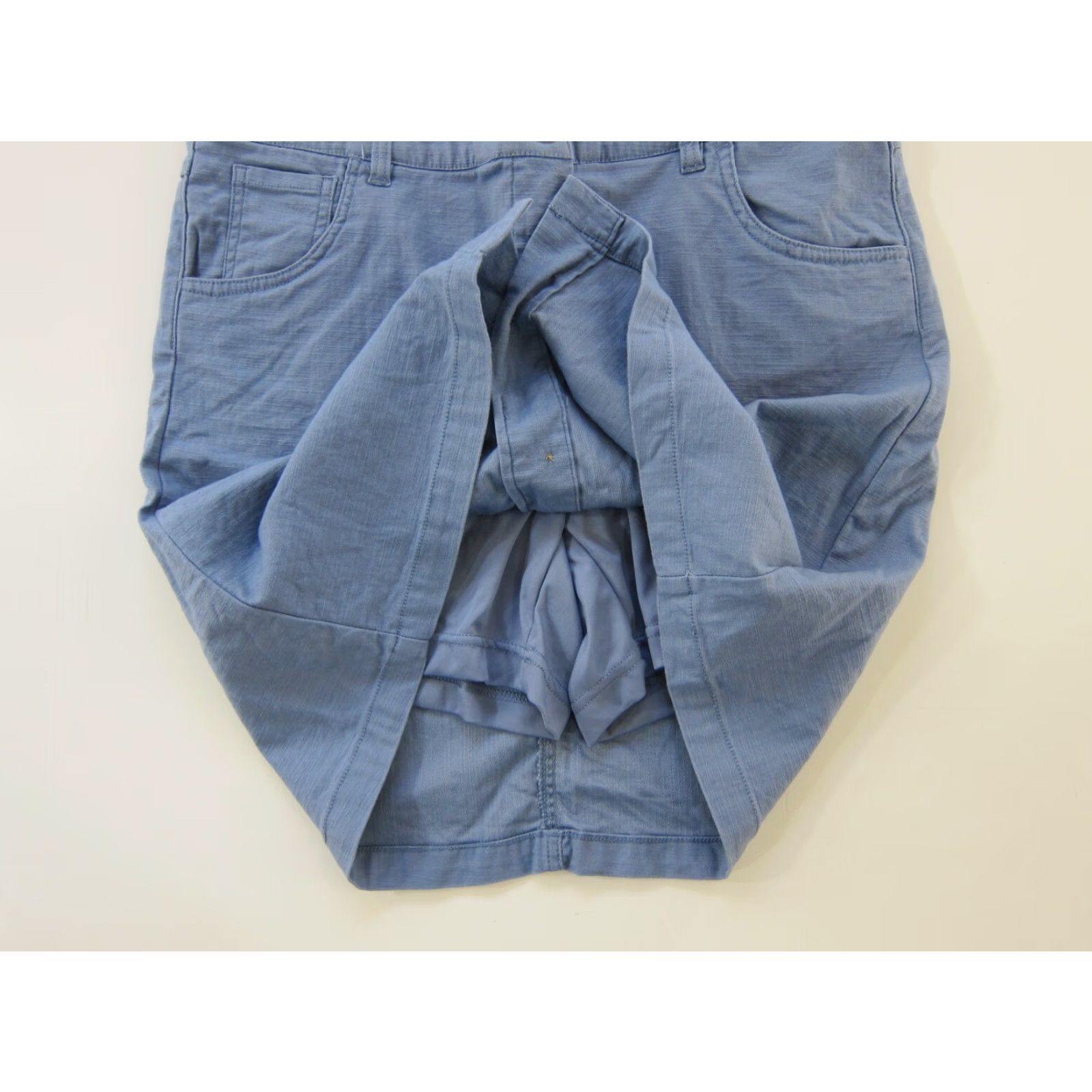 Vintage Intro Love The Fit Blue Cotton Stretch Button Pocket Skirt Skort Women 10 Size 32" / US 10 / IT 46 - 8 Thumbnail