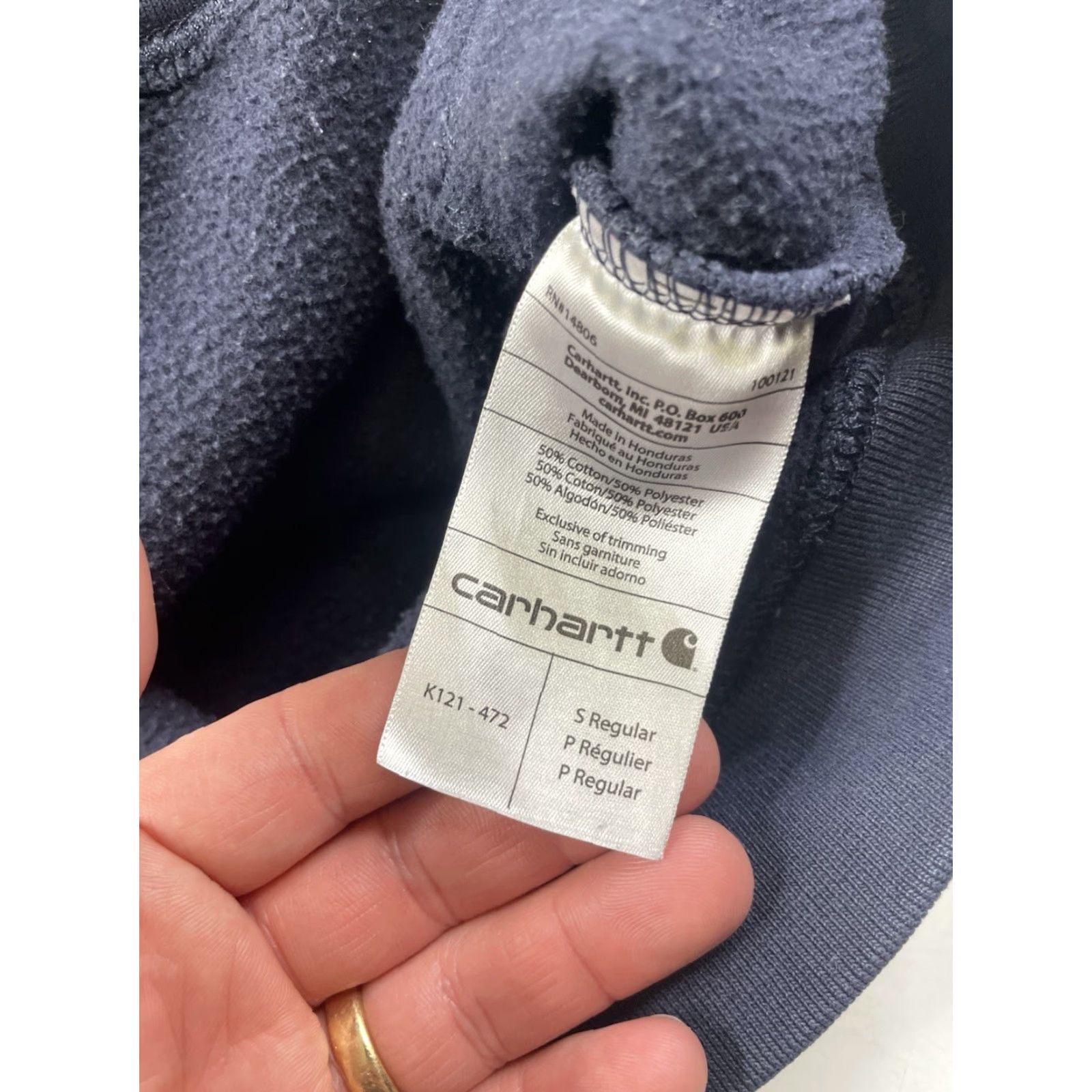 Carhartt Carhartt Hoodie Mens Pullover Regular Small Navy Blue Cotton Blend Hooded Pockets Classic Outdoor Size US S / EU 44-46 / 1 - 5 Thumbnail