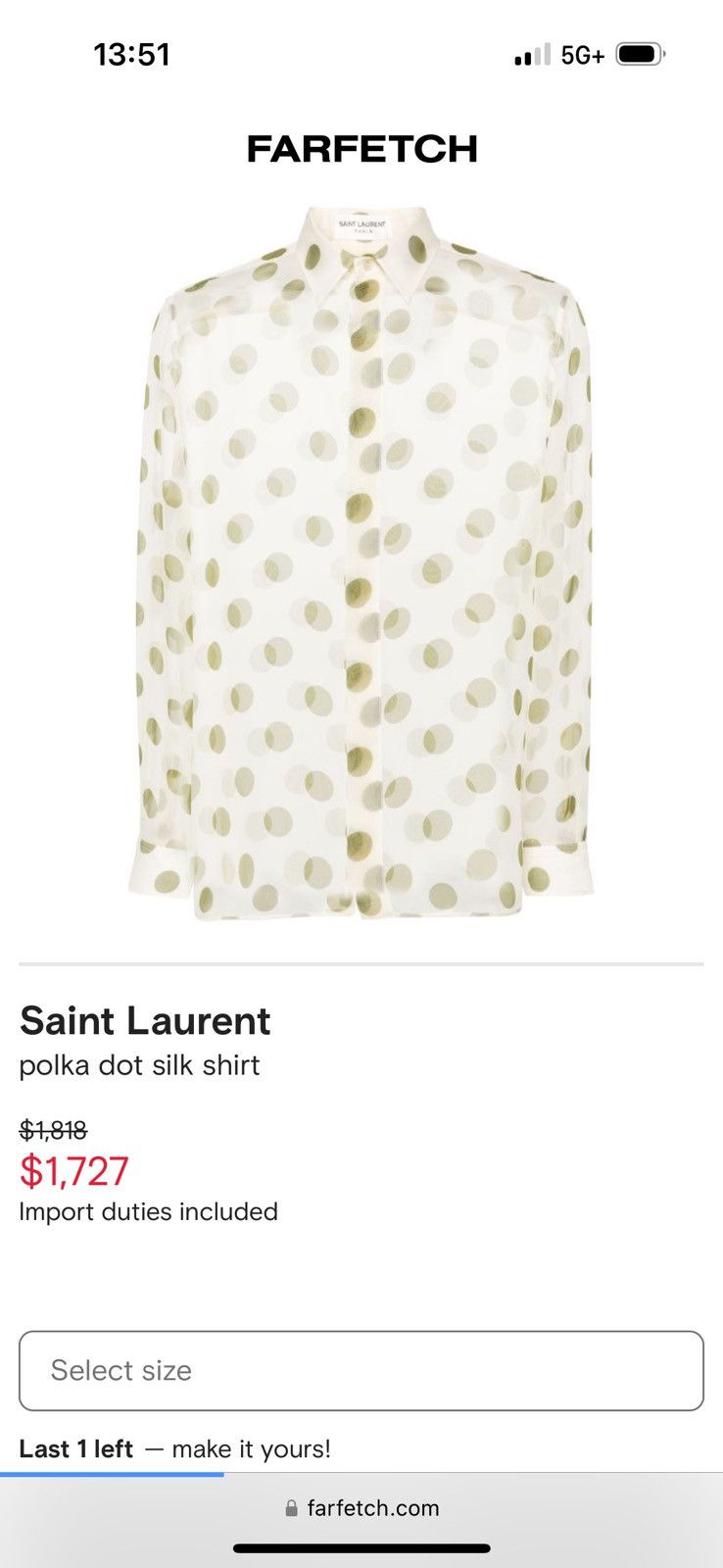 Saint Laurent Paris SS24 Mulberry Silk Sheer Polka Dot Shirt Size US L / EU 52-54 / 3 - 16 Thumbnail