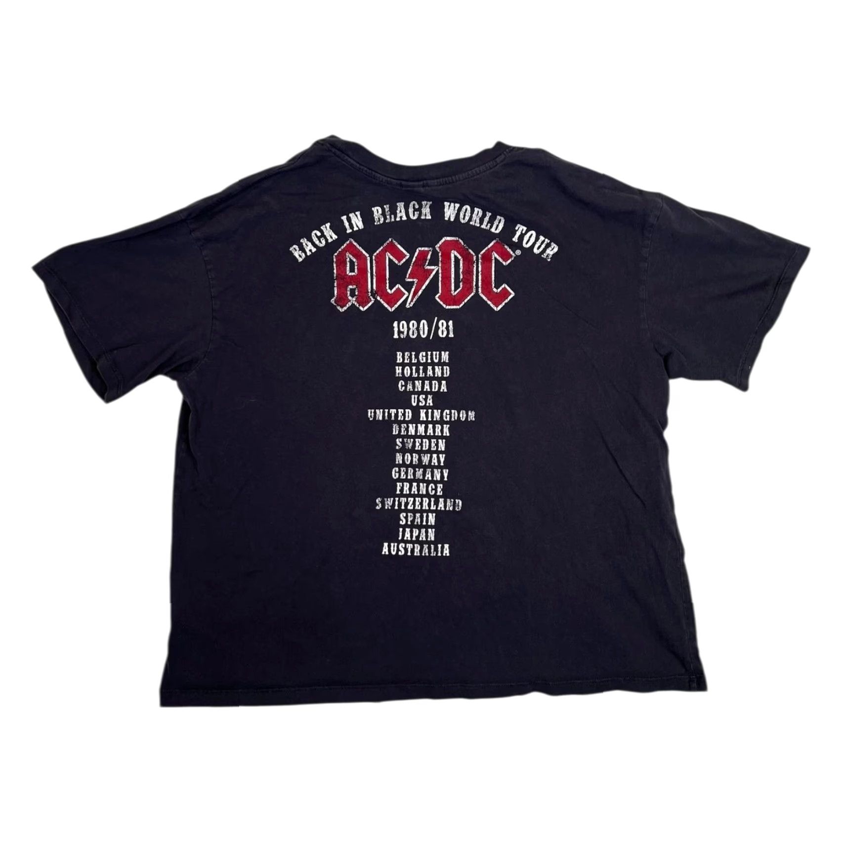 H&M AC/DC T-Shirt Womens L Black Back In Black World Tour H&M Band Graphic Rock Size L / US 10 / IT 46 - 3 Thumbnail