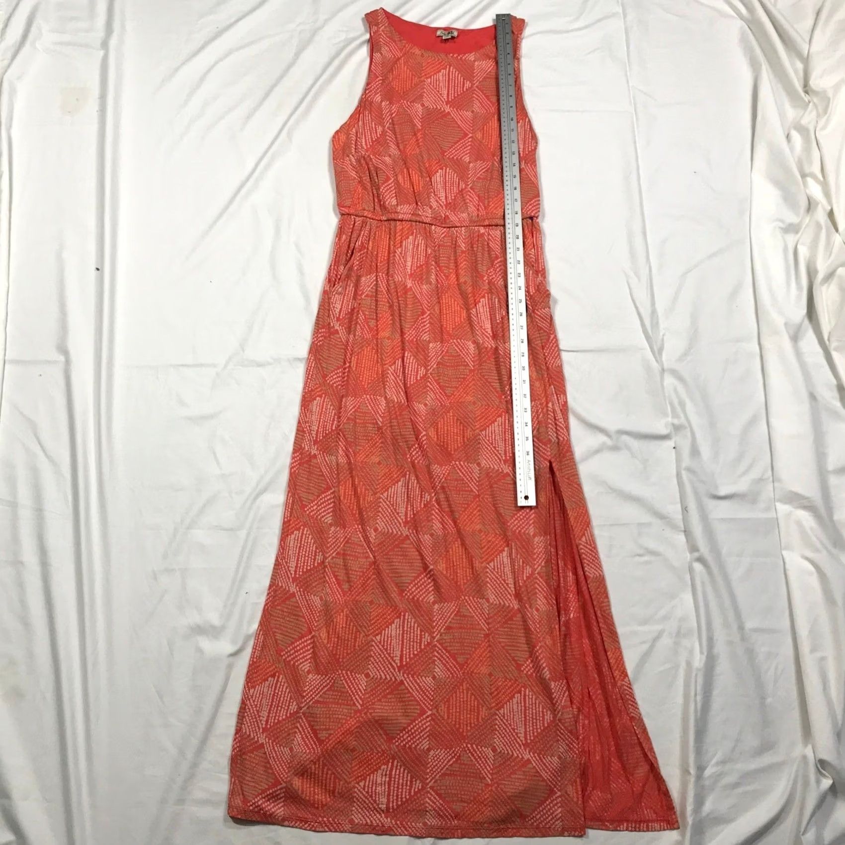 Lucky Brand Lucky Brand Coral Geometric Diamond Print Sleeveless Maxi Dress Large Size L / US 10 / IT 46 - 2 Thumbnail