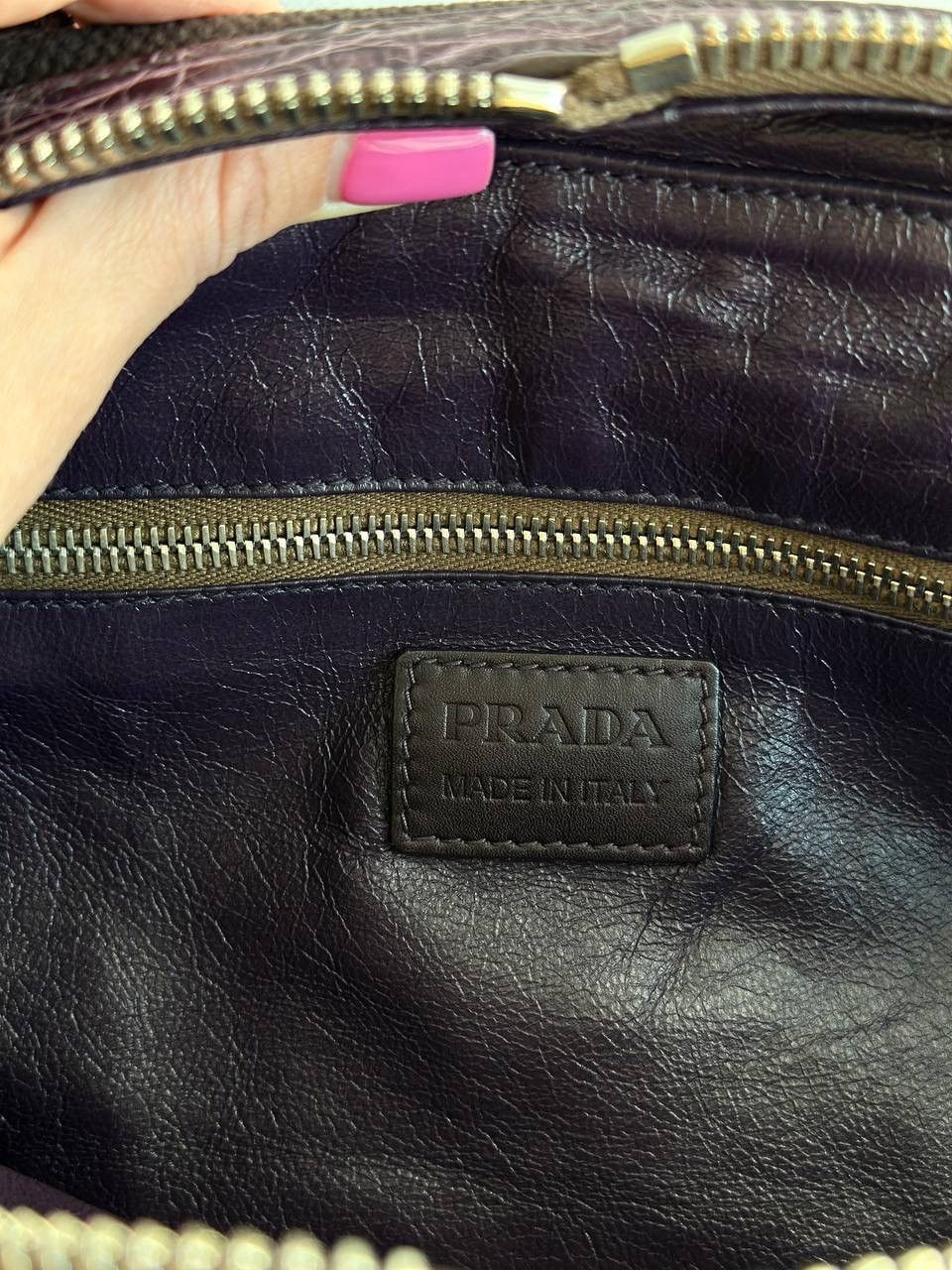 Dior Prada Vitello Zipper Buckle Bag Bowling crocodile purple Size ONE SIZE - 7 Thumbnail