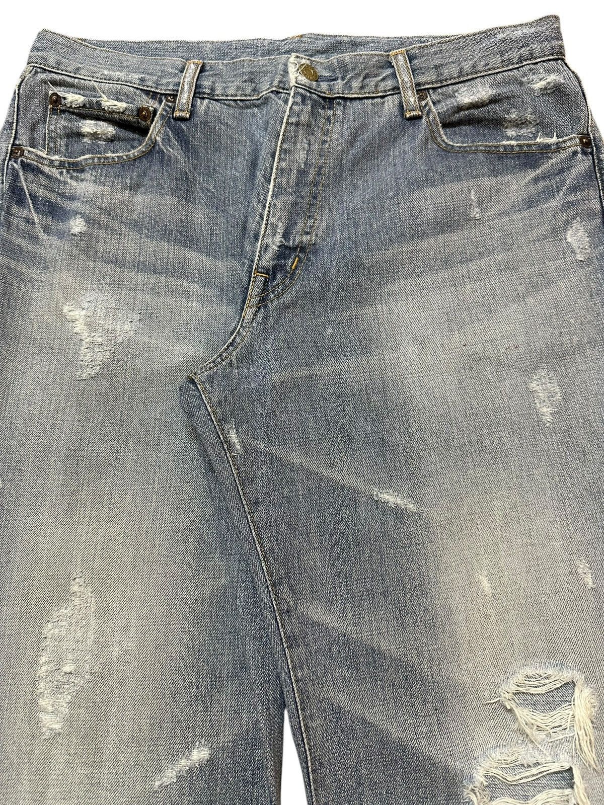 Junya Watanabe Vintage Japanese Brand Blue Faded Wash Distress Loose Jeans Size US 32 / EU 48 - 4 Thumbnail